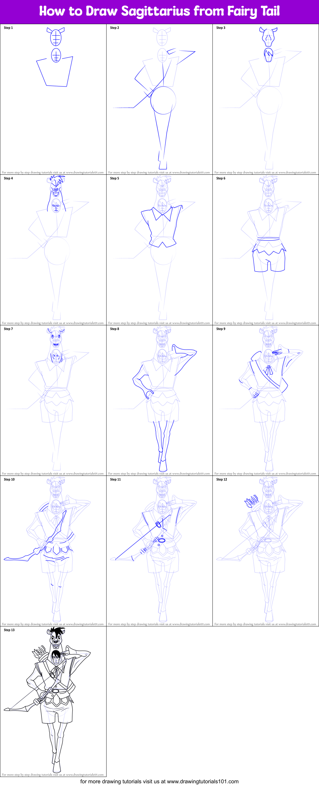 How to Draw Sagittarius from Fairy Tail Printable Step by Step