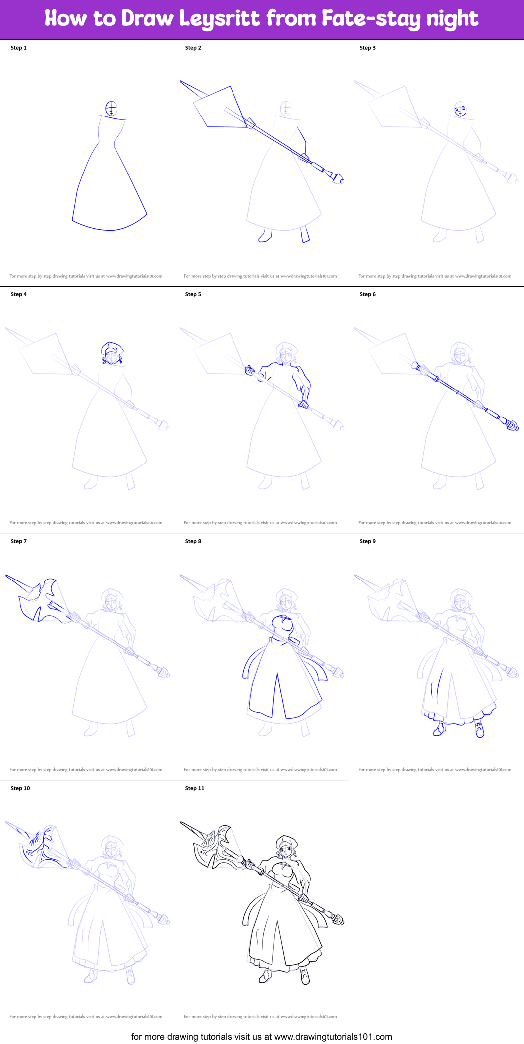 How to Draw Leysritt from Fate-stay night Printable Step by Step