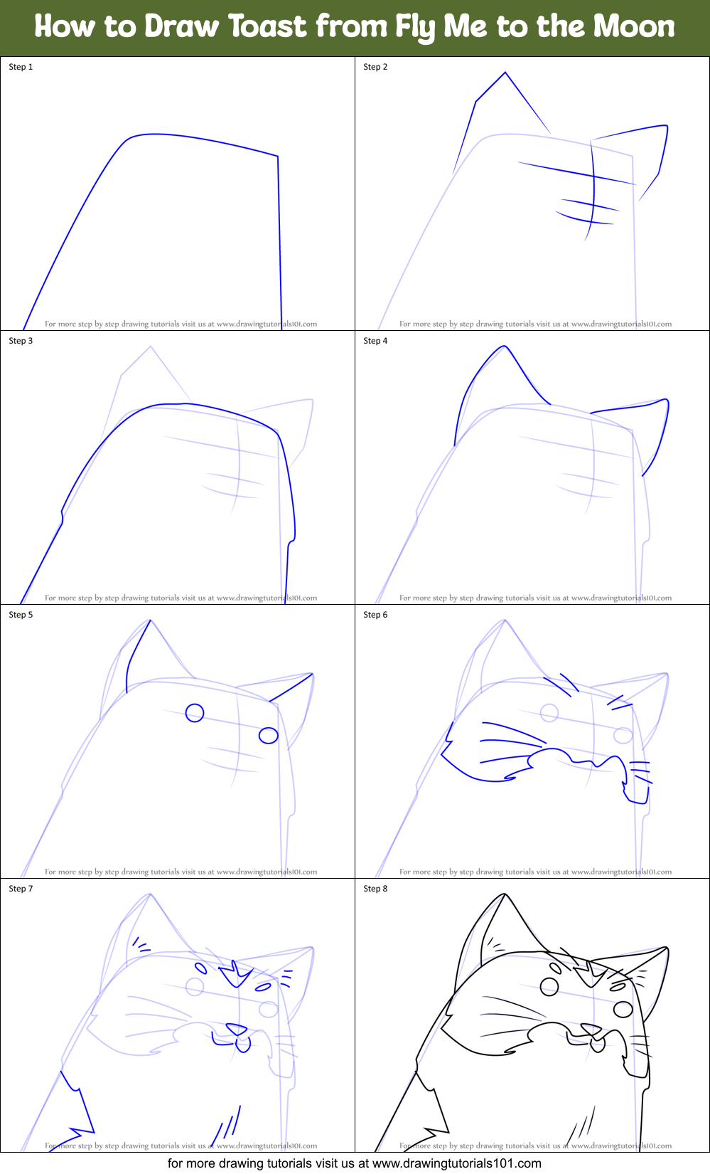 How to Draw Toast from Fly Me to the Moon Printable Step by Step