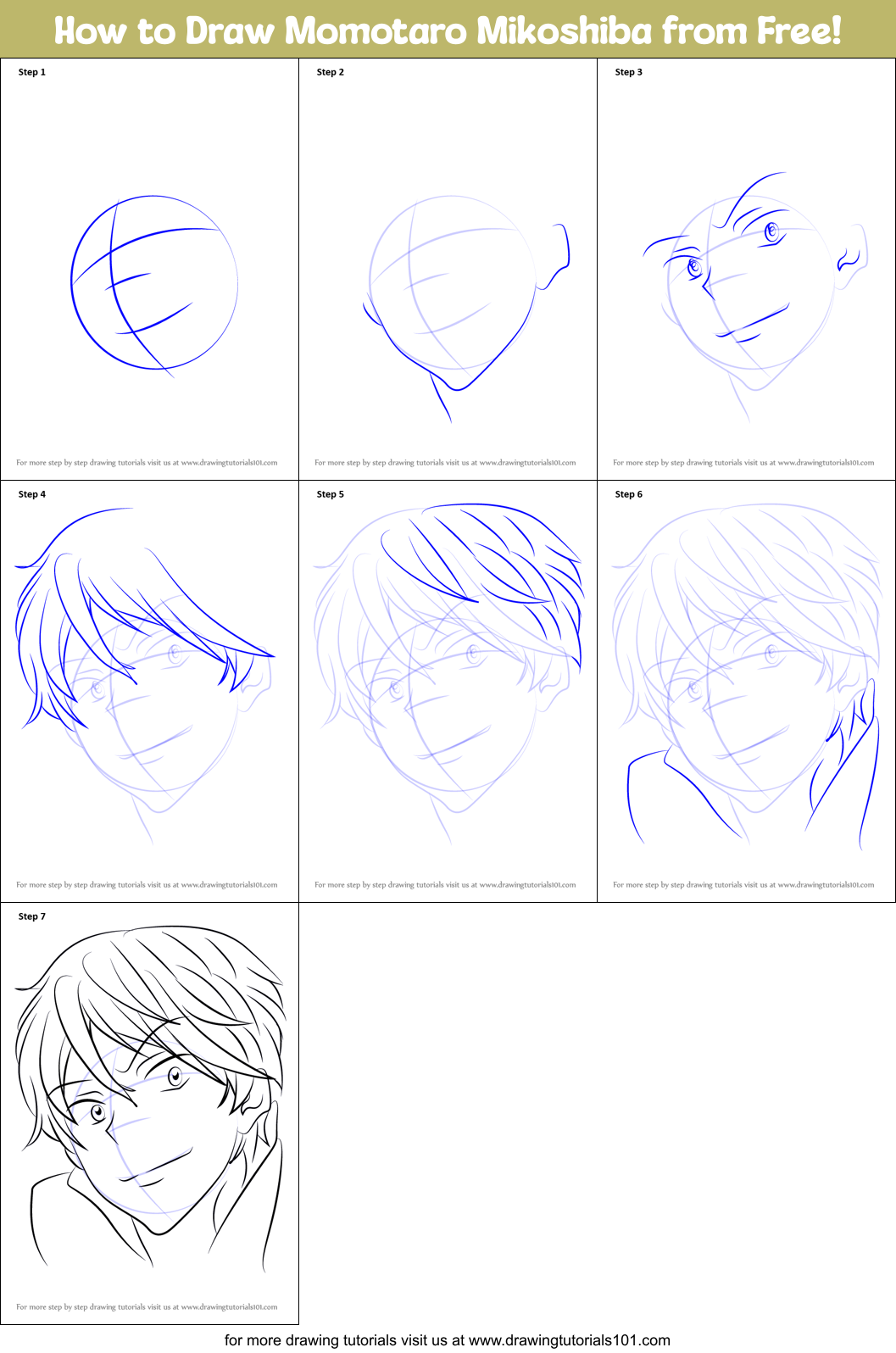 How to Draw Momotaro Mikoshiba from Free! Printable Step by Step