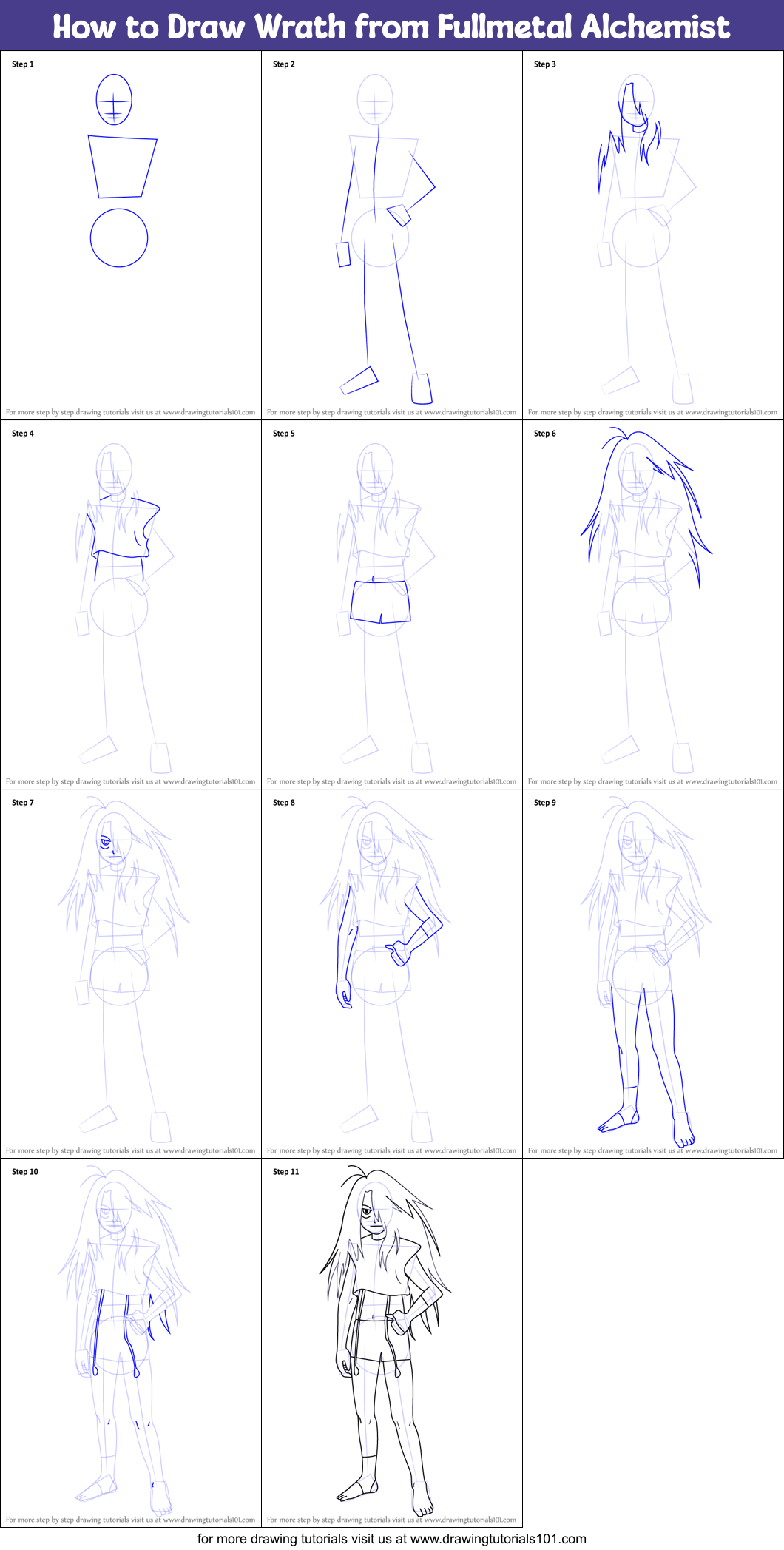 How to Draw Wrath from Fullmetal Alchemist Printable Step by Step