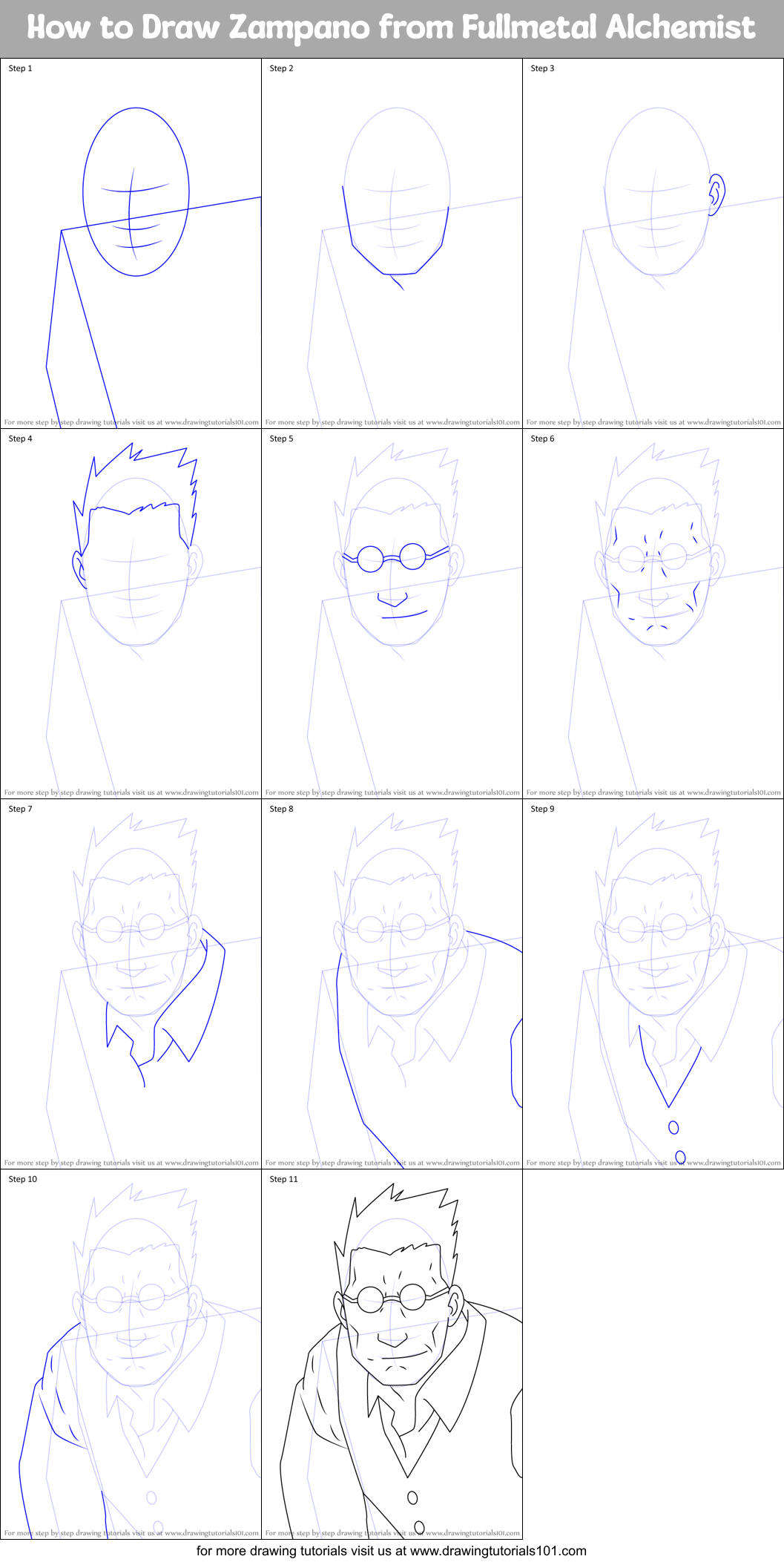 How to Draw Zampano from Fullmetal Alchemist Printable Step by Step