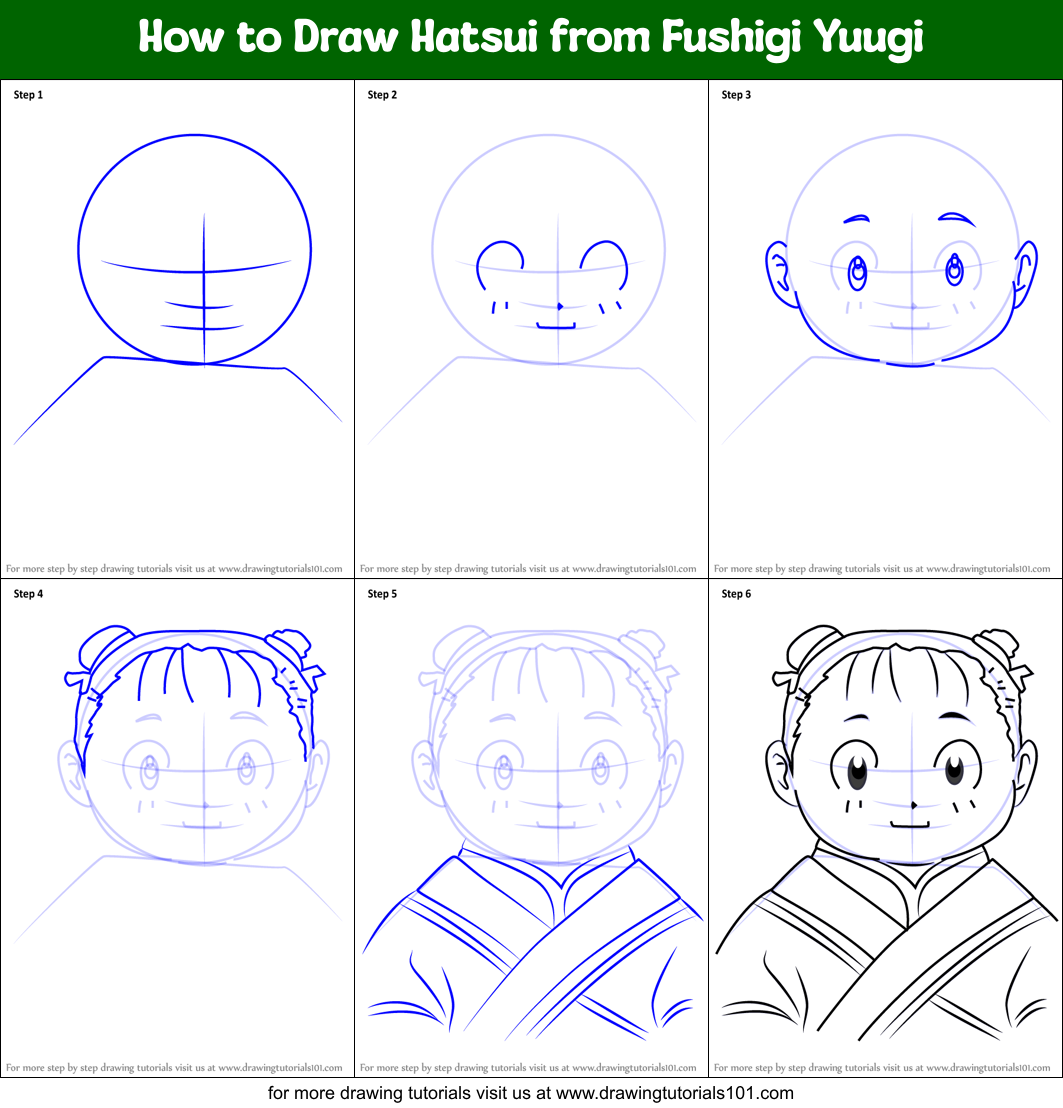 How to Draw Hatsui from Fushigi Yuugi Printable Step by Step