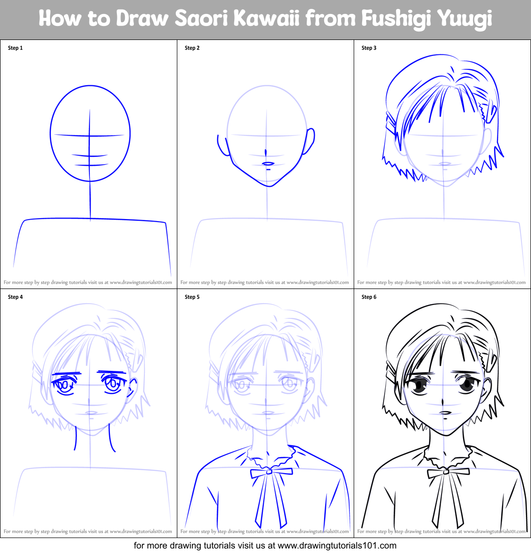 How to Draw Saori Kawaii from Fushigi Yuugi Printable Step by Step