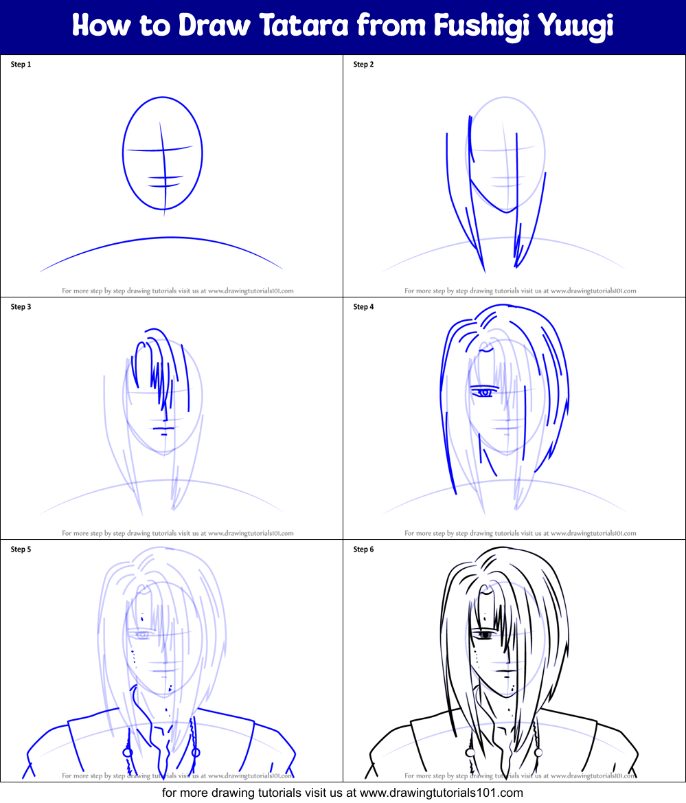 How to Draw Tatara from Fushigi Yuugi Printable Step by Step