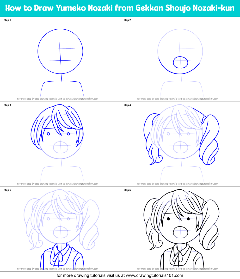 How to Draw Yumeko Nozaki from Gekkan Shoujo Nozaki-kun Printable Step by Step