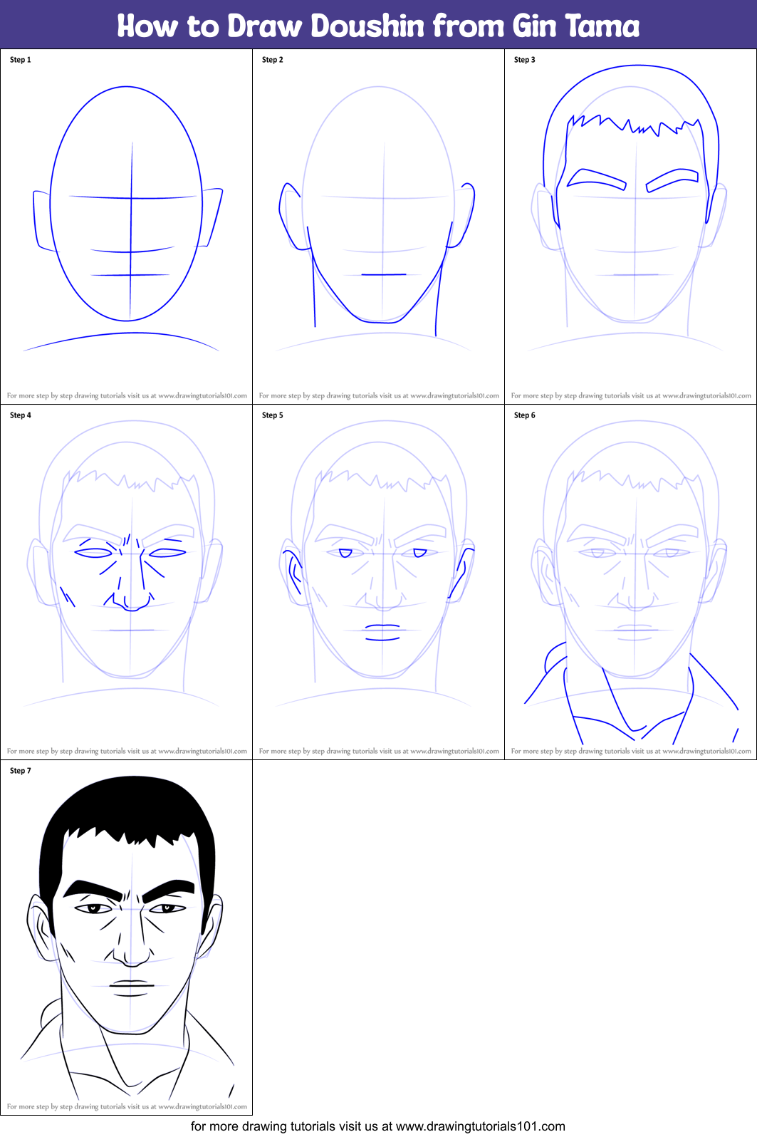 How to Draw Doushin from Gin Tama Printable Step by Step