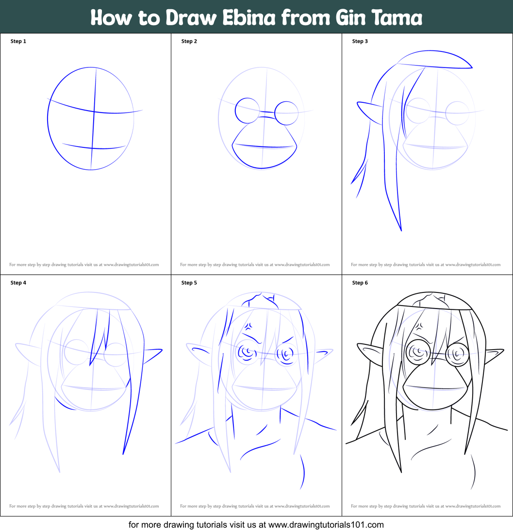How to Draw Ebina from Gin Tama Printable Step by Step