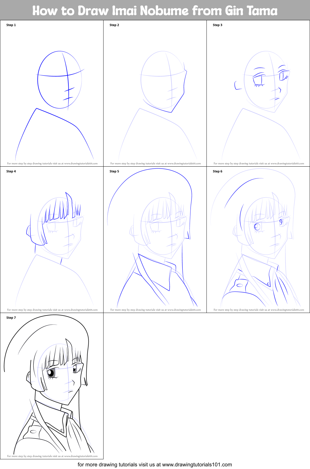 How to Draw Imai Nobume from Gin Tama Printable Step by Step