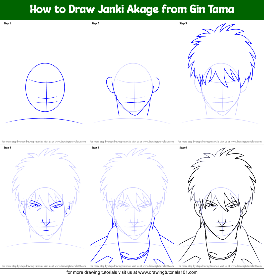 How to Draw Janki Akage from Gin Tama Printable Step by Step