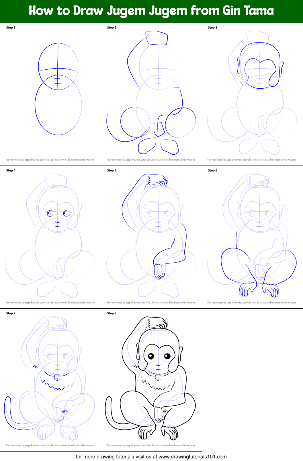 How to Draw Jugem Jugem from Gin Tama Printable Step by Step