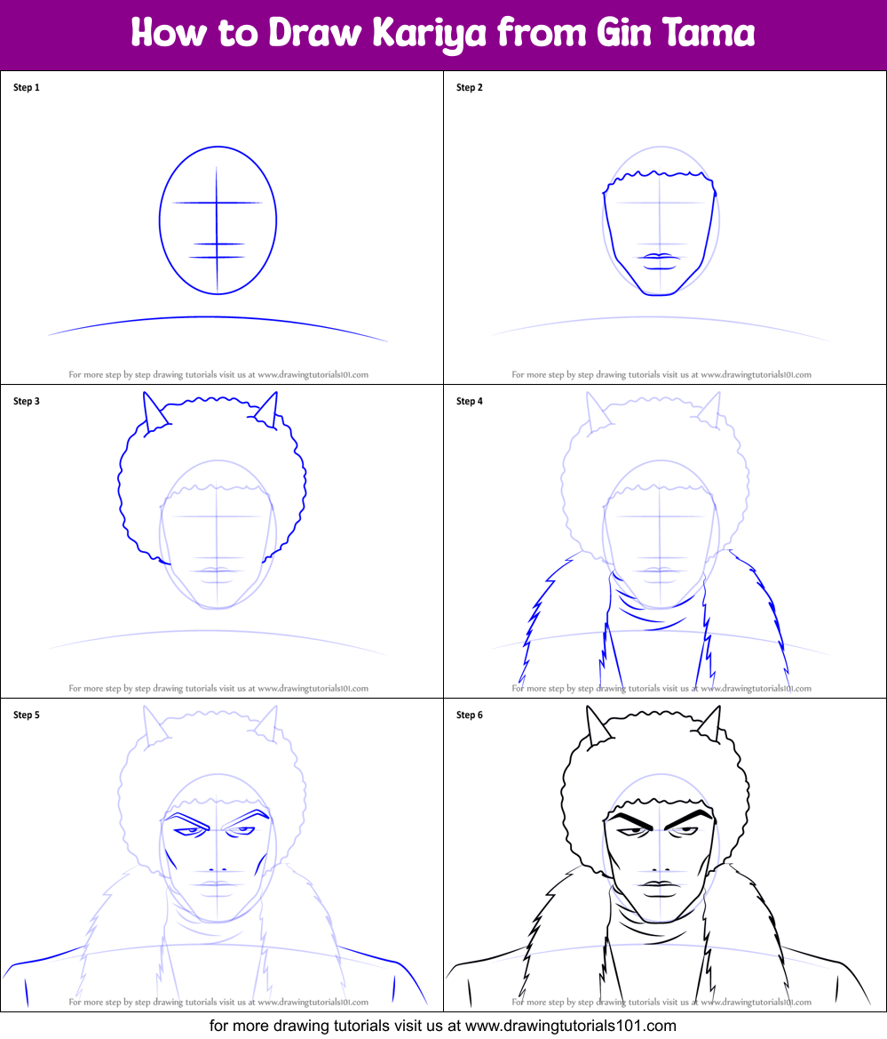 How to Draw Kariya from Gin Tama Printable Step by Step