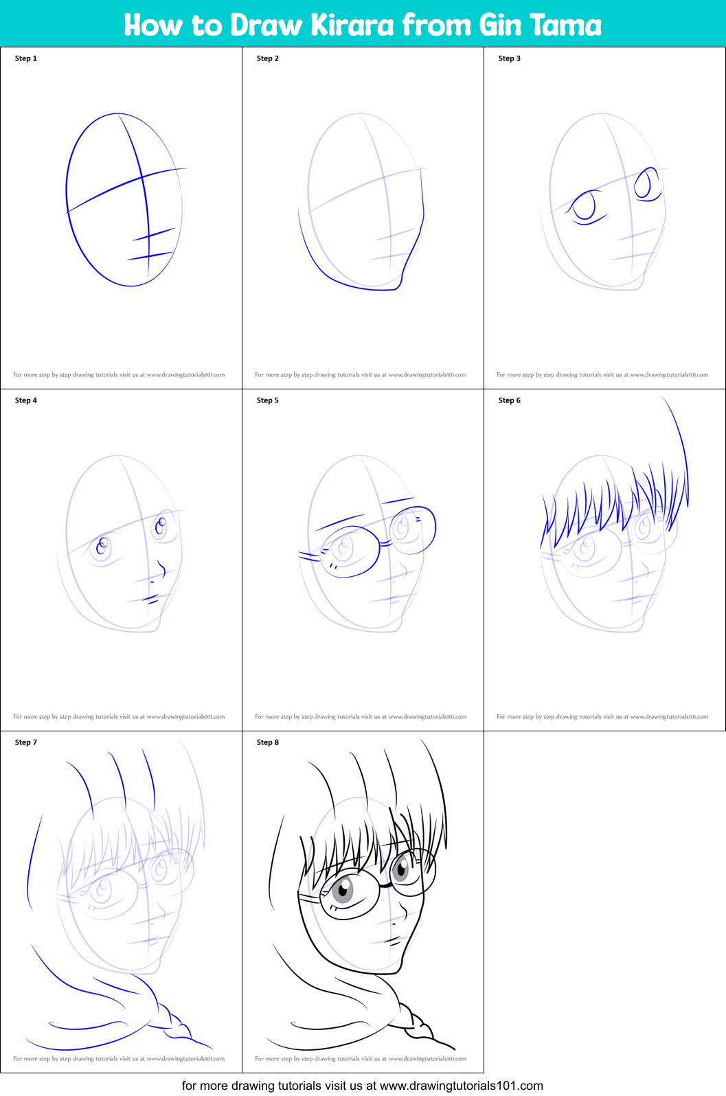 How to Draw Kirara from Gin Tama Printable Step by Step