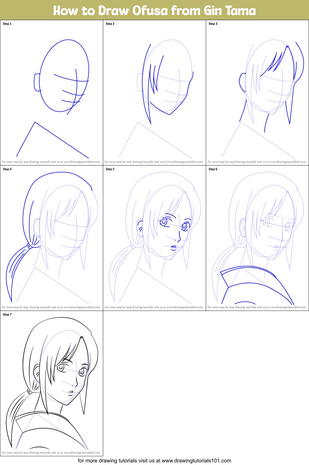 How to Draw Ofusa from Gin Tama Printable Step by Step