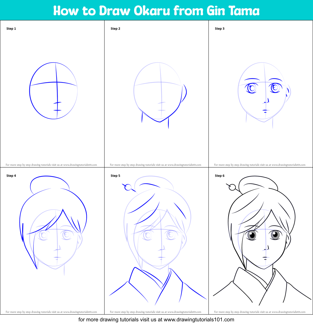 How to Draw Okaru from Gin Tama Printable Step by Step