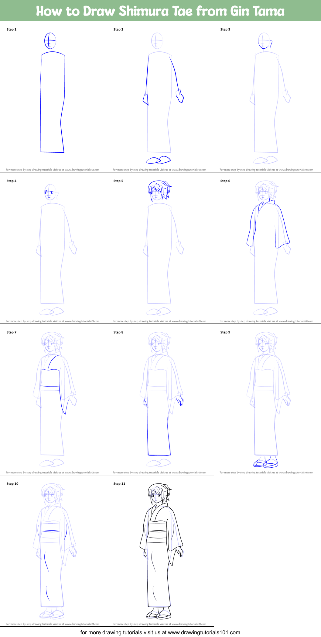 How to Draw Shimura Tae from Gin Tama Printable Step by Step