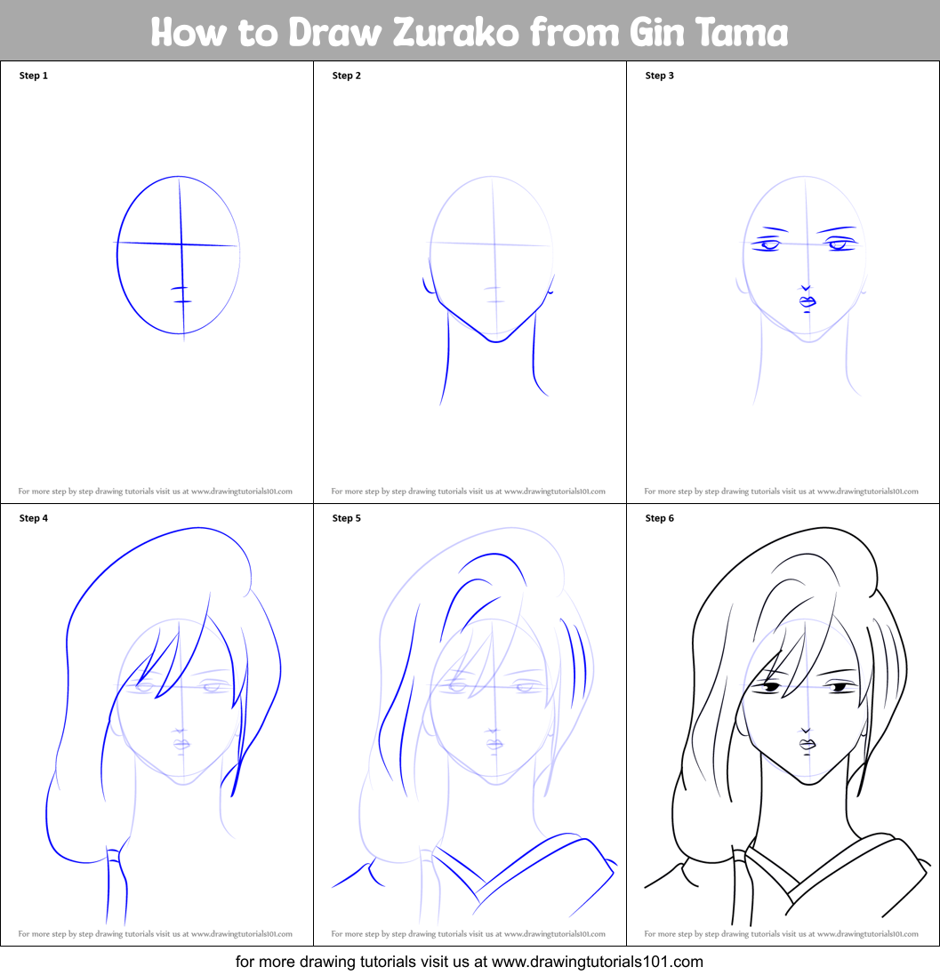 How to Draw Zurako from Gin Tama Printable Step by Step