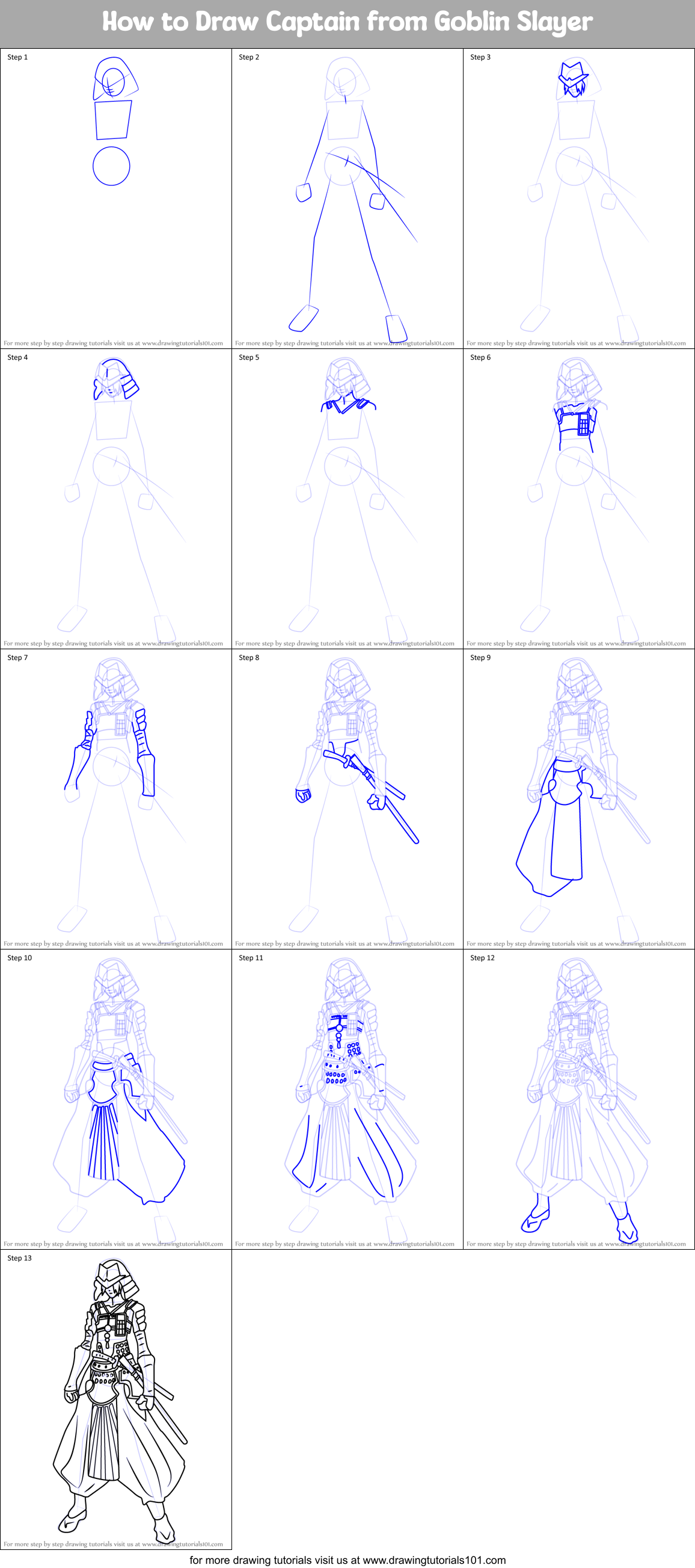 How to Draw Captain from Goblin Slayer Printable Step by Step