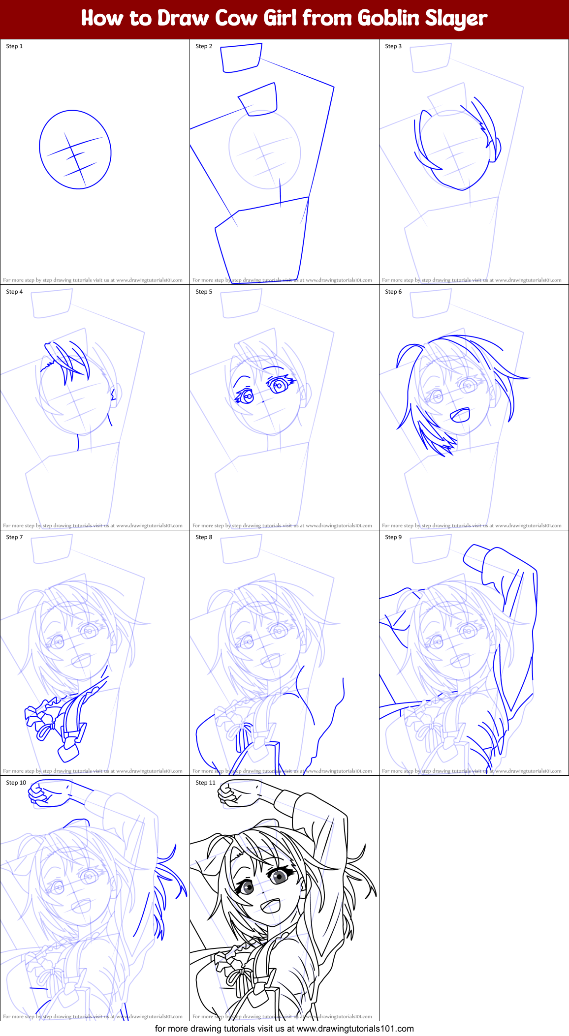 How to Draw Cow Girl from Goblin Slayer Printable Step by Step