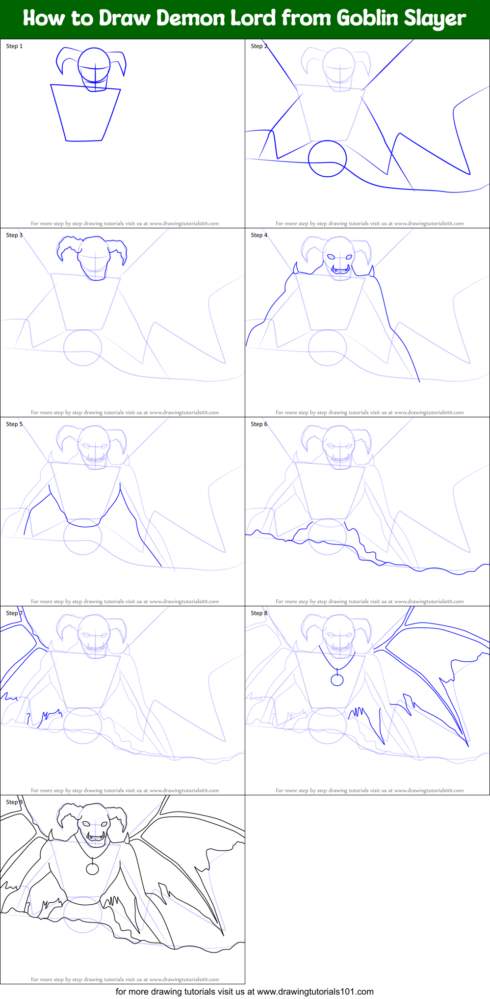 How to Draw Demon Lord from Goblin Slayer Printable Step by Step