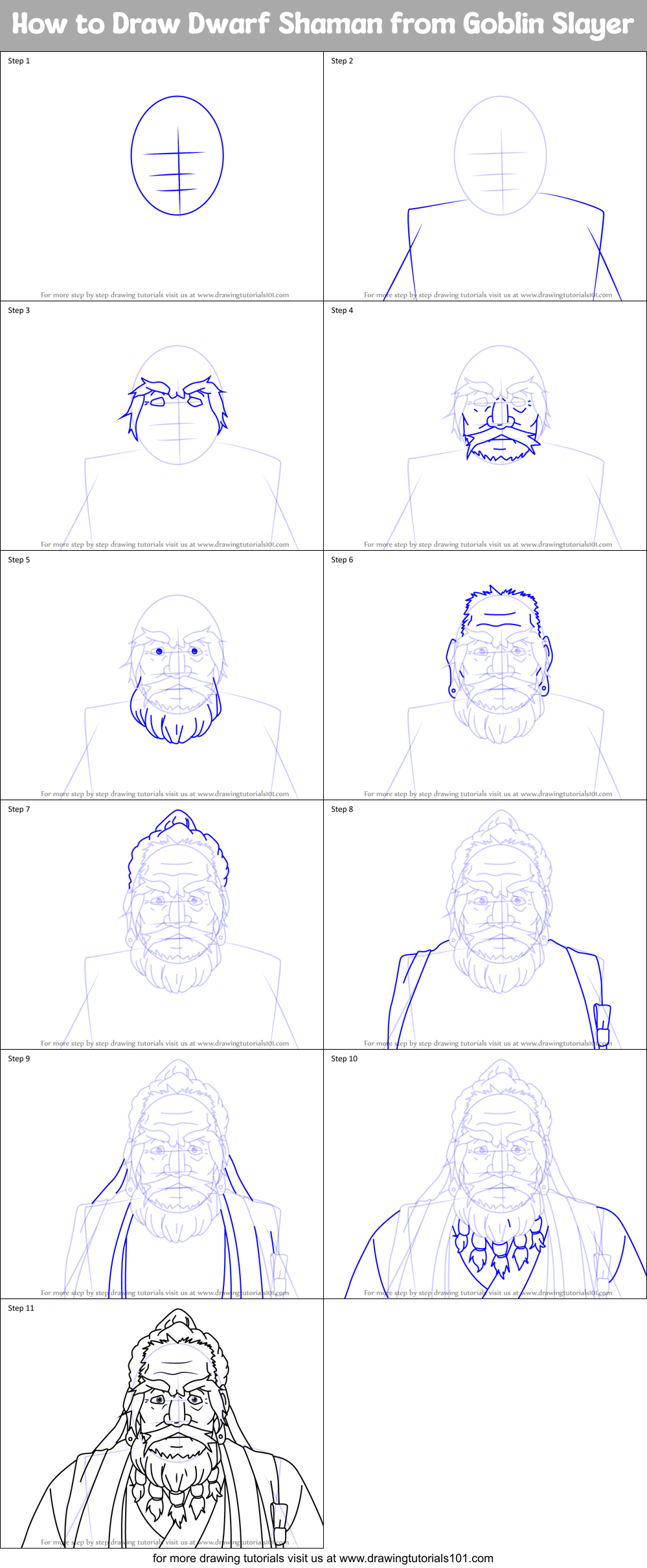 How to Draw Dwarf Shaman from Goblin Slayer Printable Step by Step
