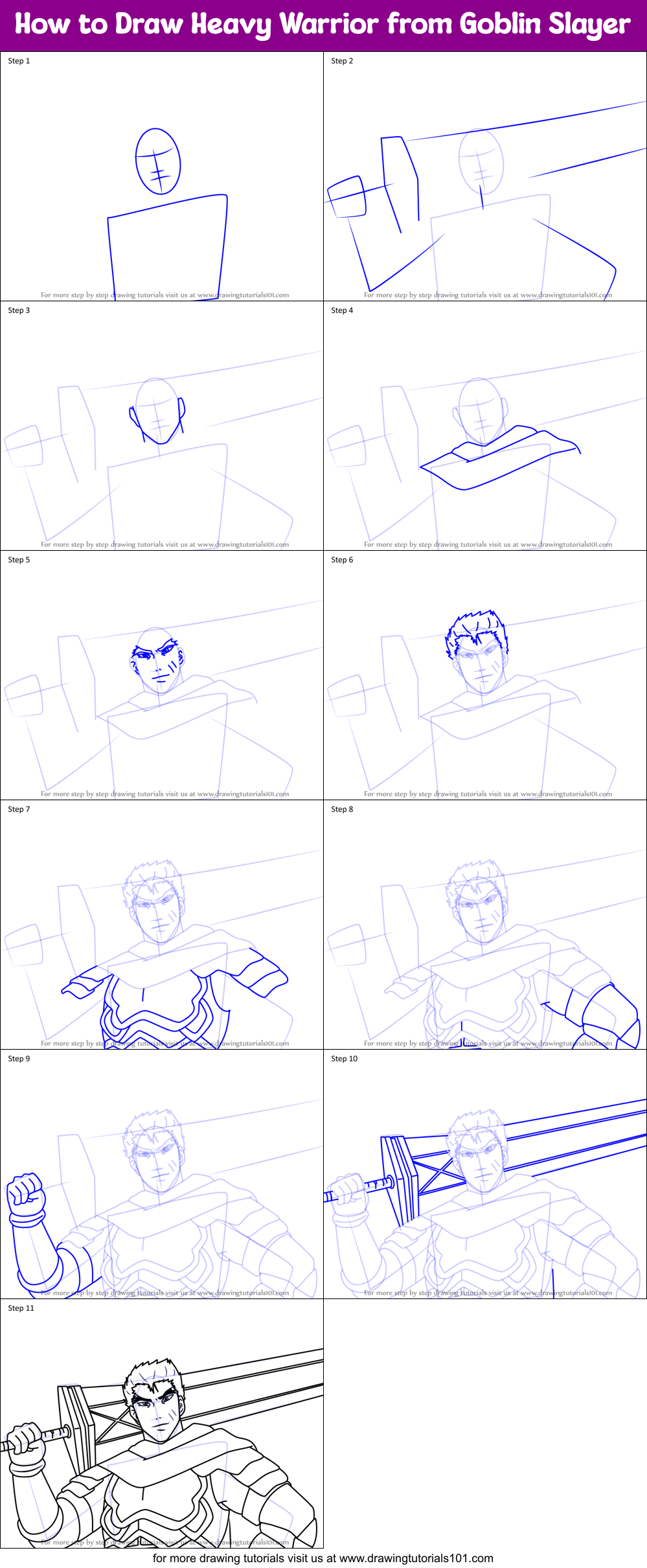 How to Draw Heavy Warrior from Goblin Slayer Printable Step by Step