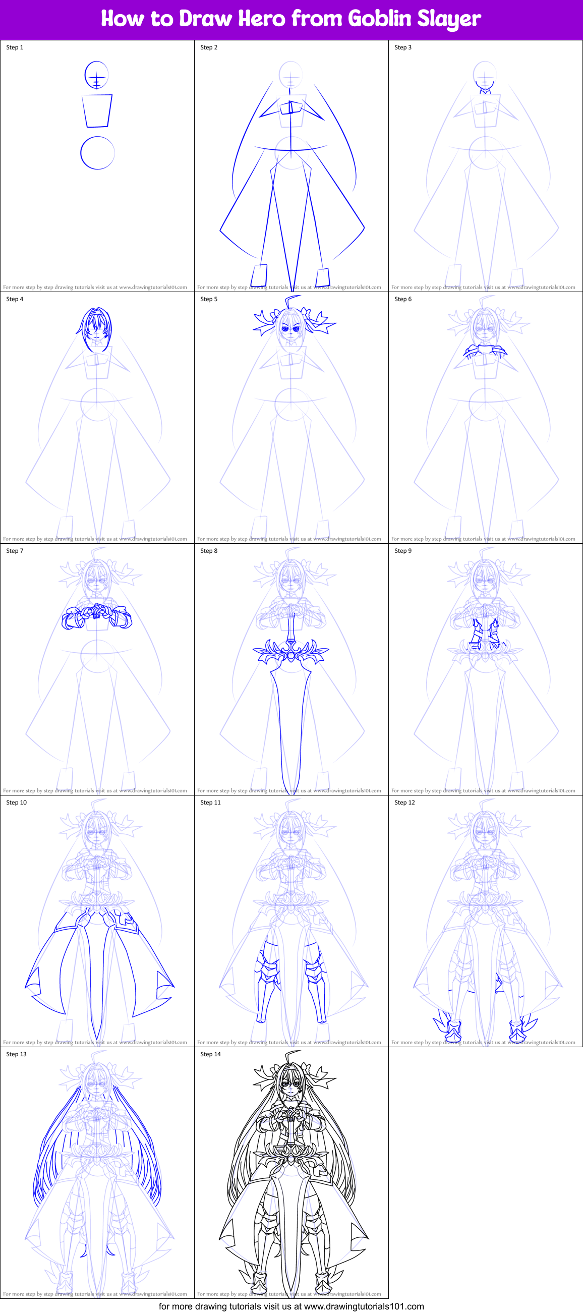 How to Draw Hero from Goblin Slayer Printable Step by Step