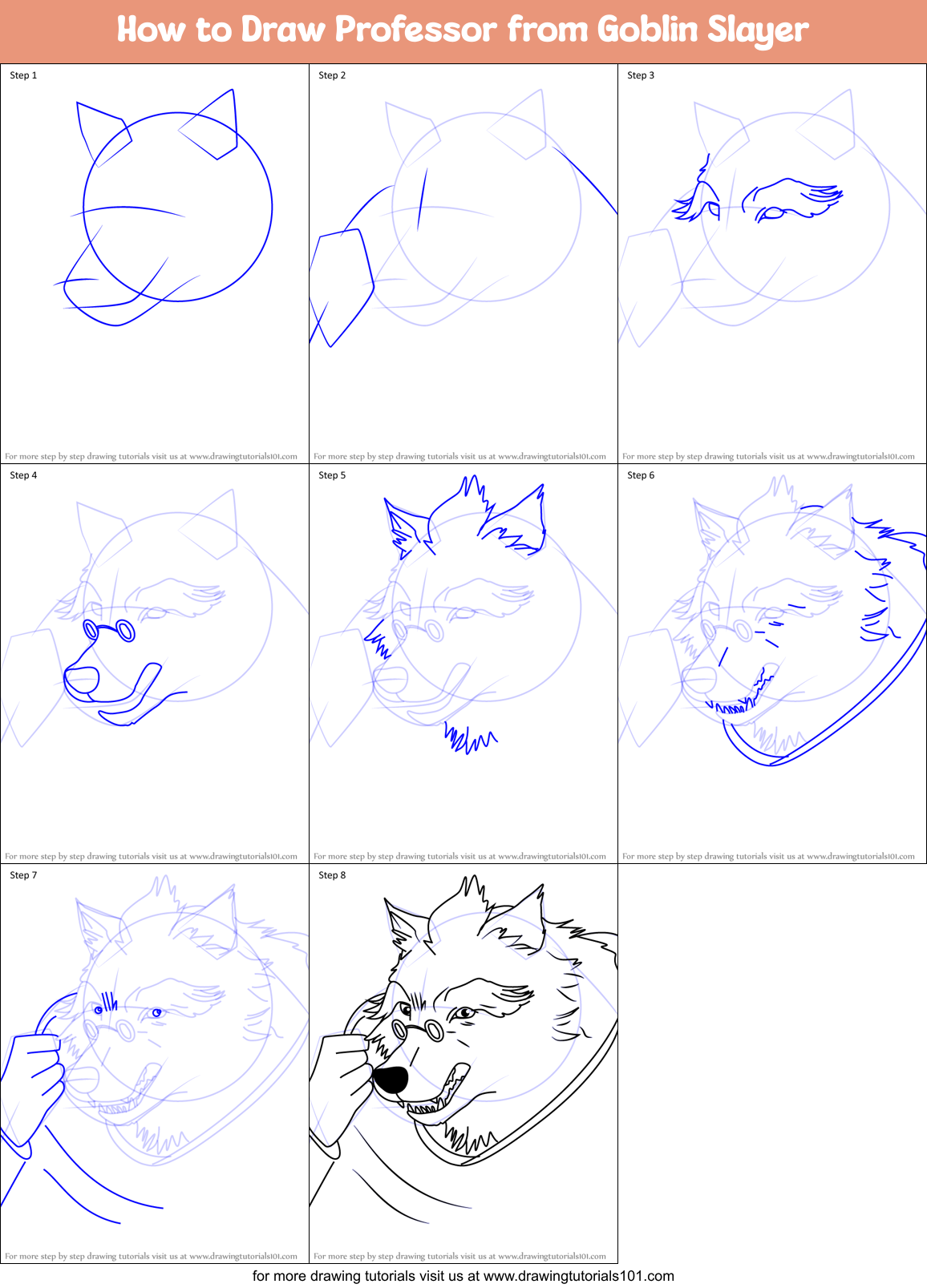 How to Draw Professor from Goblin Slayer Printable Step by Step