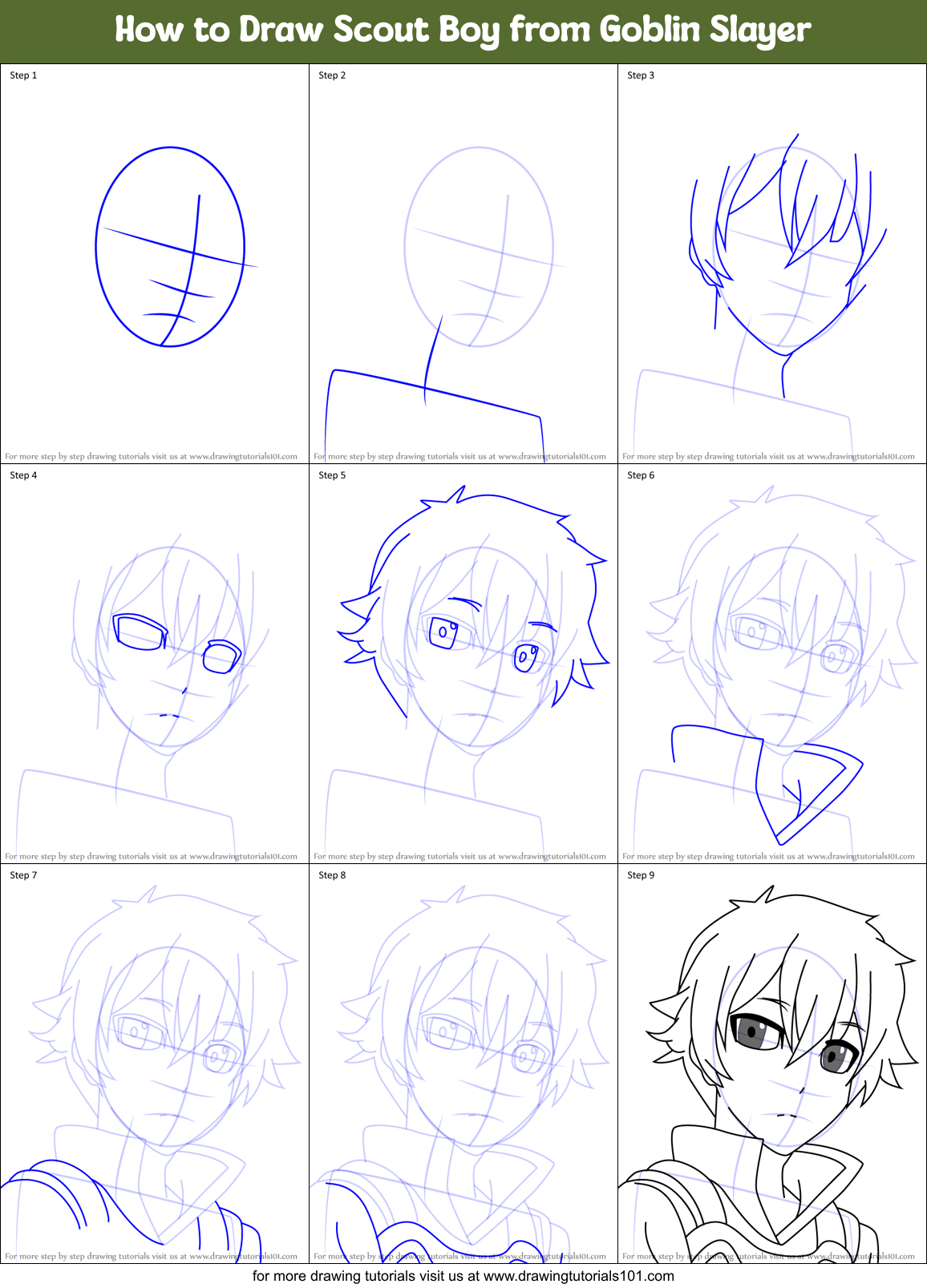 How to Draw Scout Boy from Goblin Slayer Printable Step by Step