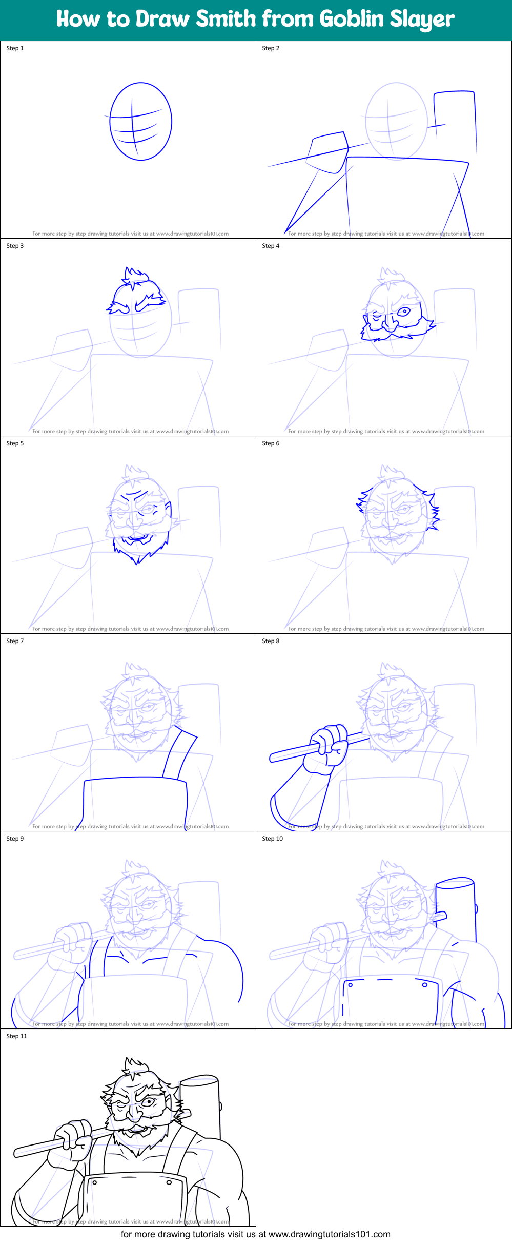 How to Draw Smith from Goblin Slayer Printable Step by Step