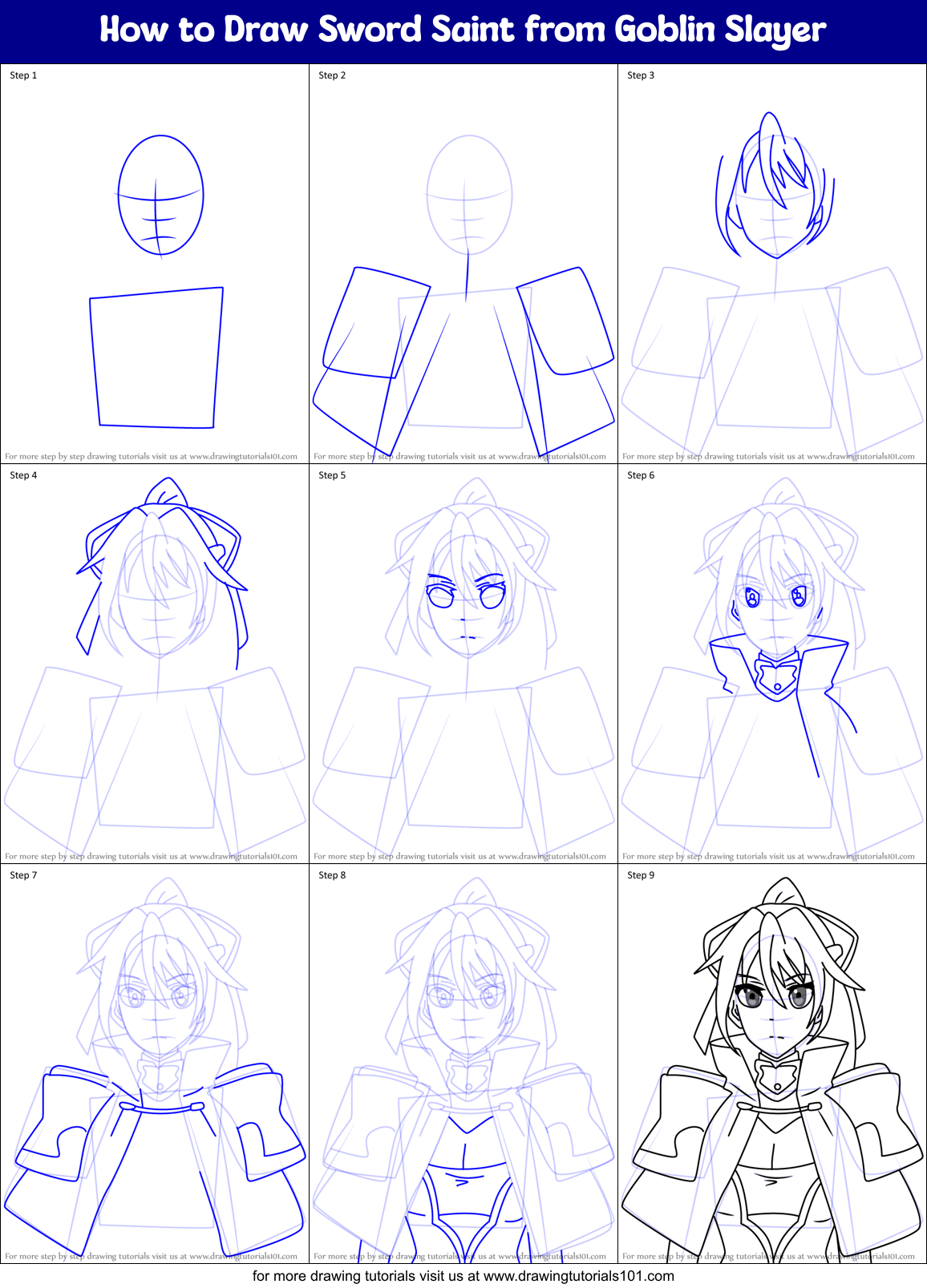 How to Draw Sword Saint from Goblin Slayer Printable Step by Step