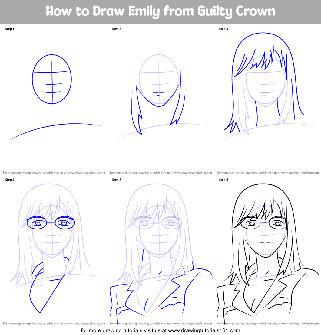 How to Draw Emily from Guilty Crown Printable Step by Step