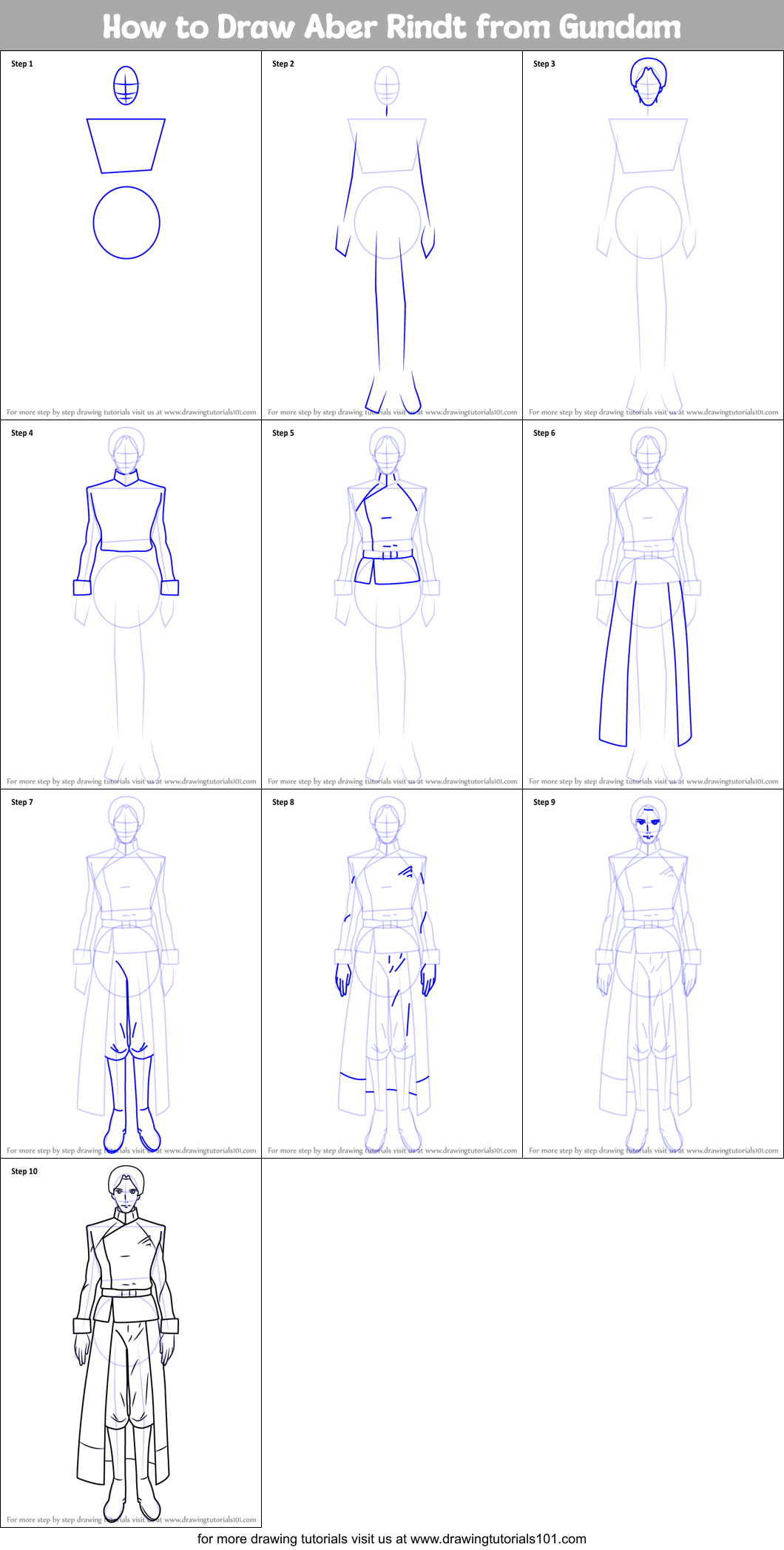 How to Draw Aber Rindt from Gundam Printable Step by Step