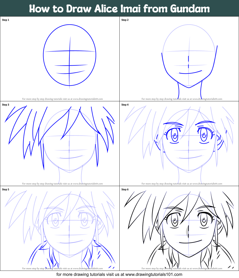 How to Draw Alice Imai from Gundam Printable Step by Step