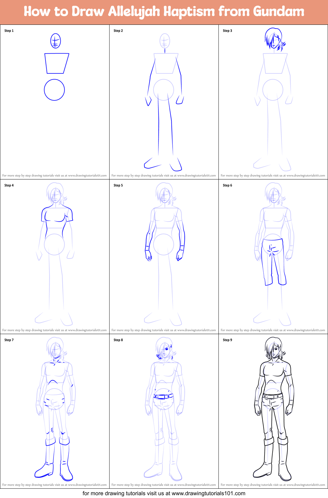 How to Draw Allelujah Haptism from Gundam Printable Step by Step