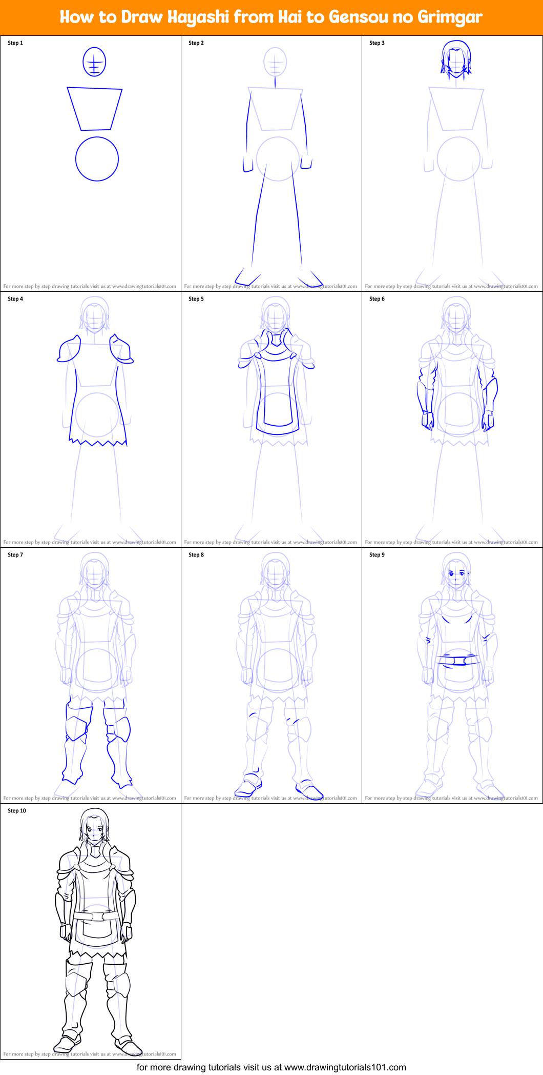 How to Draw Hayashi from Hai to Gensou no Grimgar Printable Step by Step