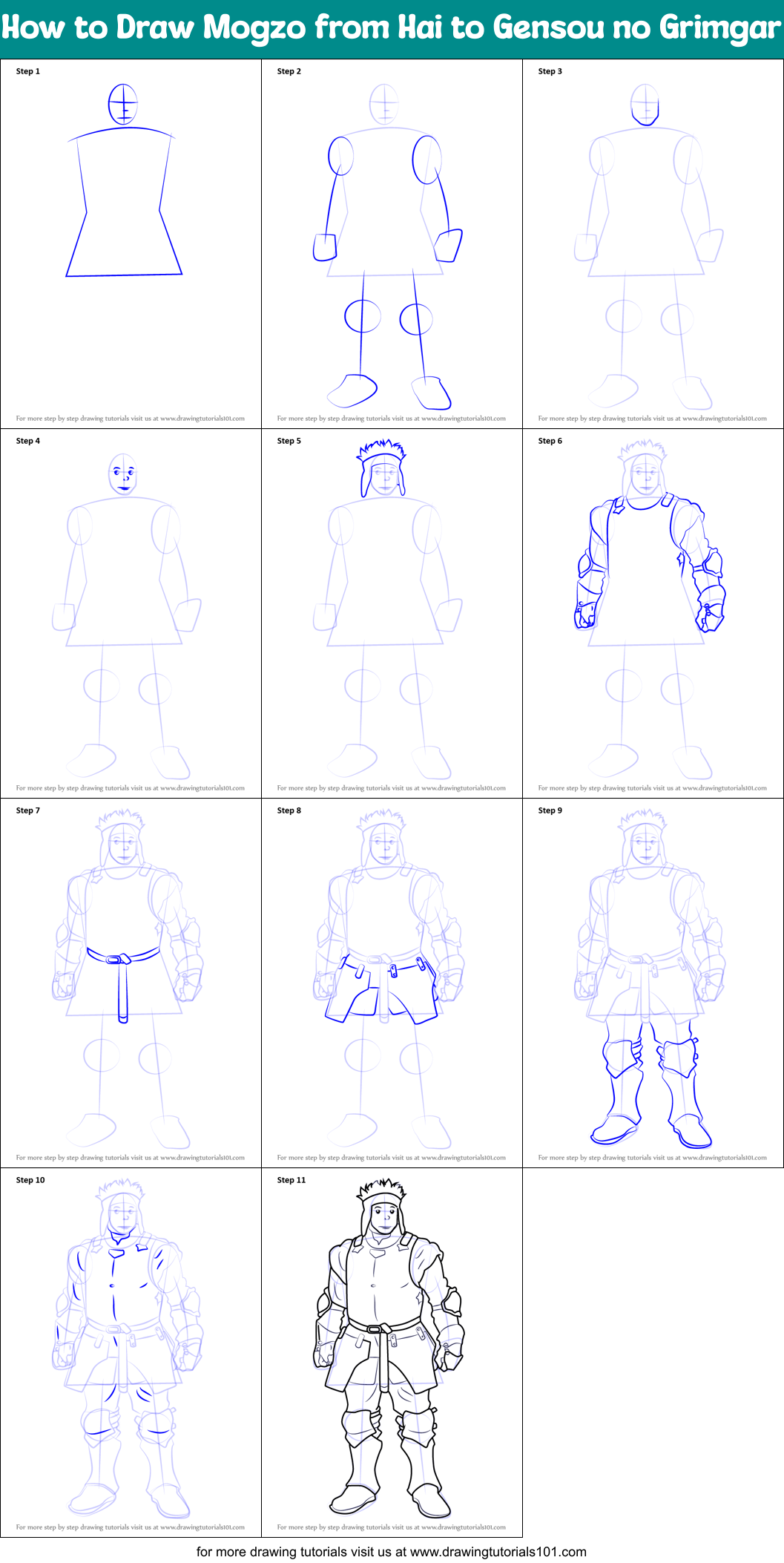 How to Draw Mogzo from Hai to Gensou no Grimgar Printable Step by Step