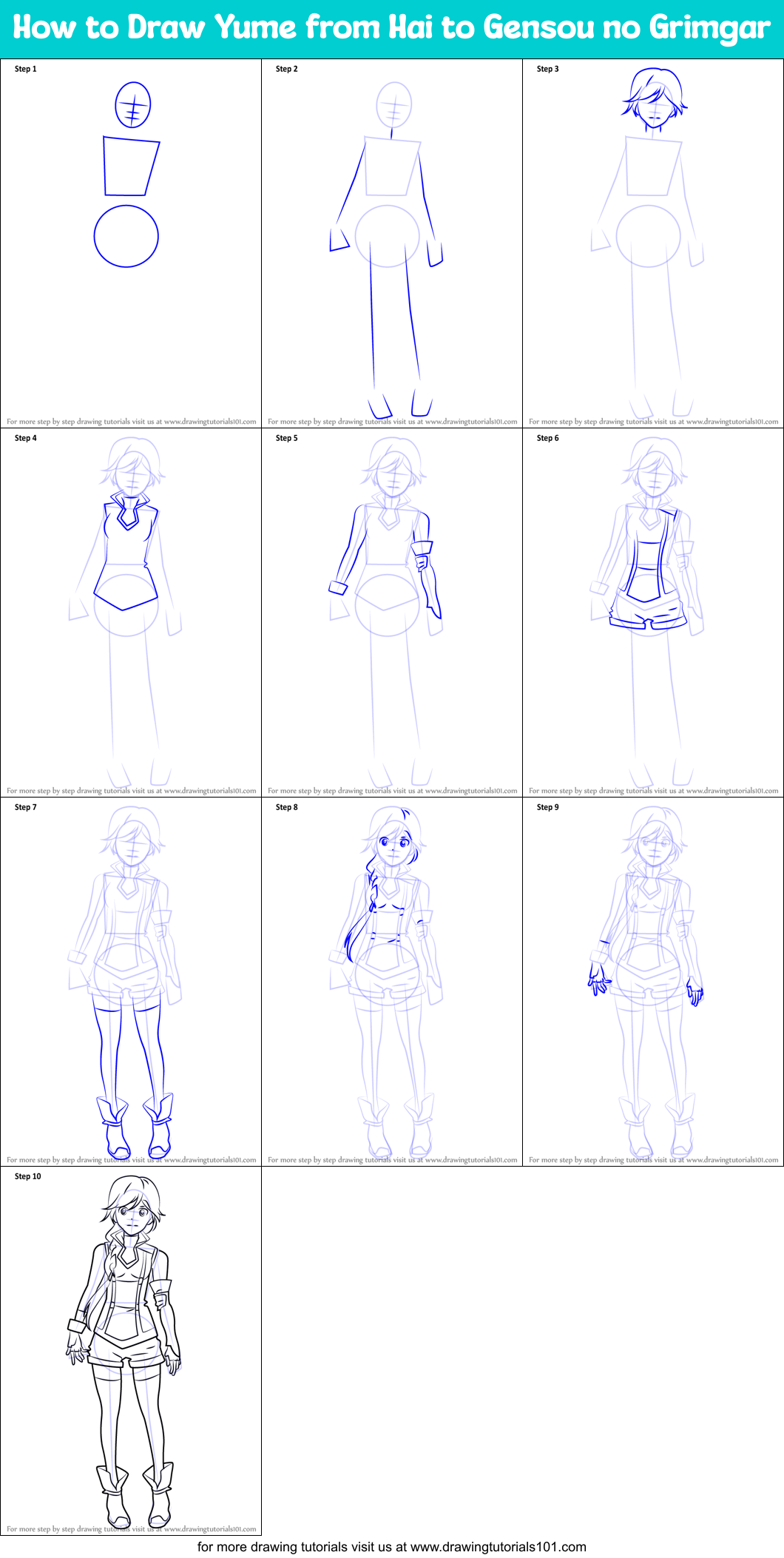 How to Draw Yume from Hai to Gensou no Grimgar Printable Step by Step