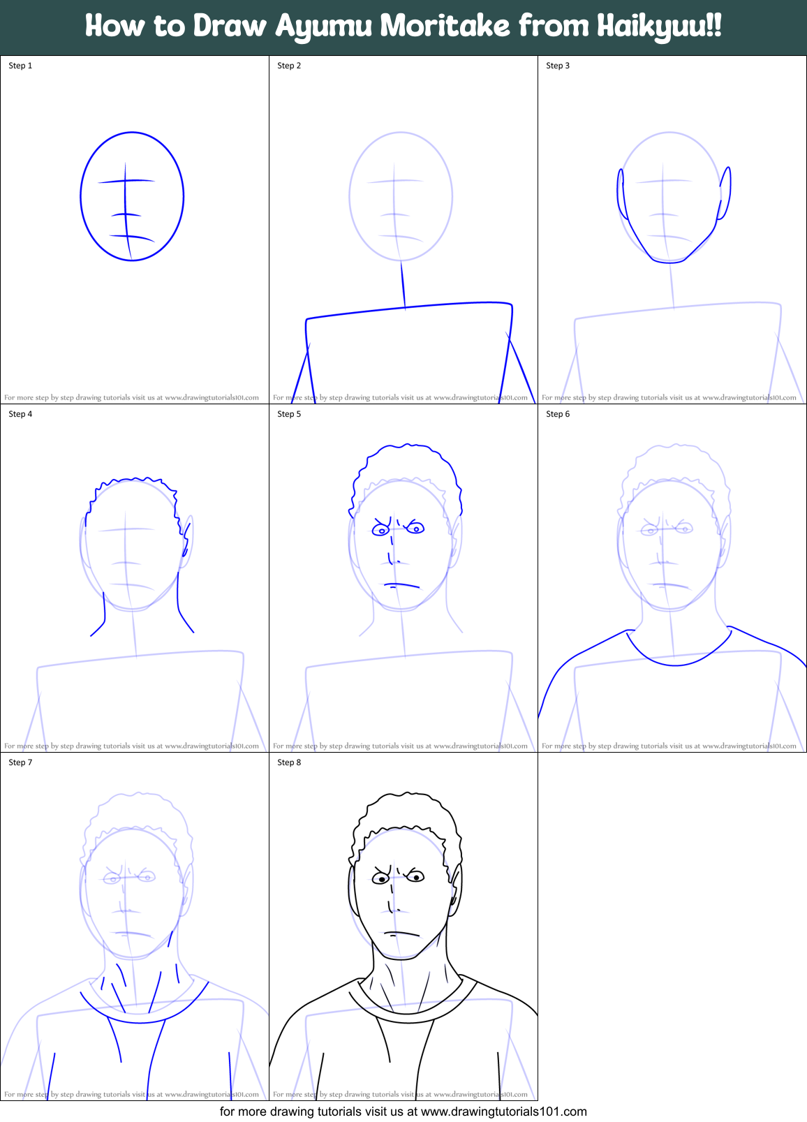 How to Draw Ayumu Moritake from Haikyuu!! Printable Step by Step