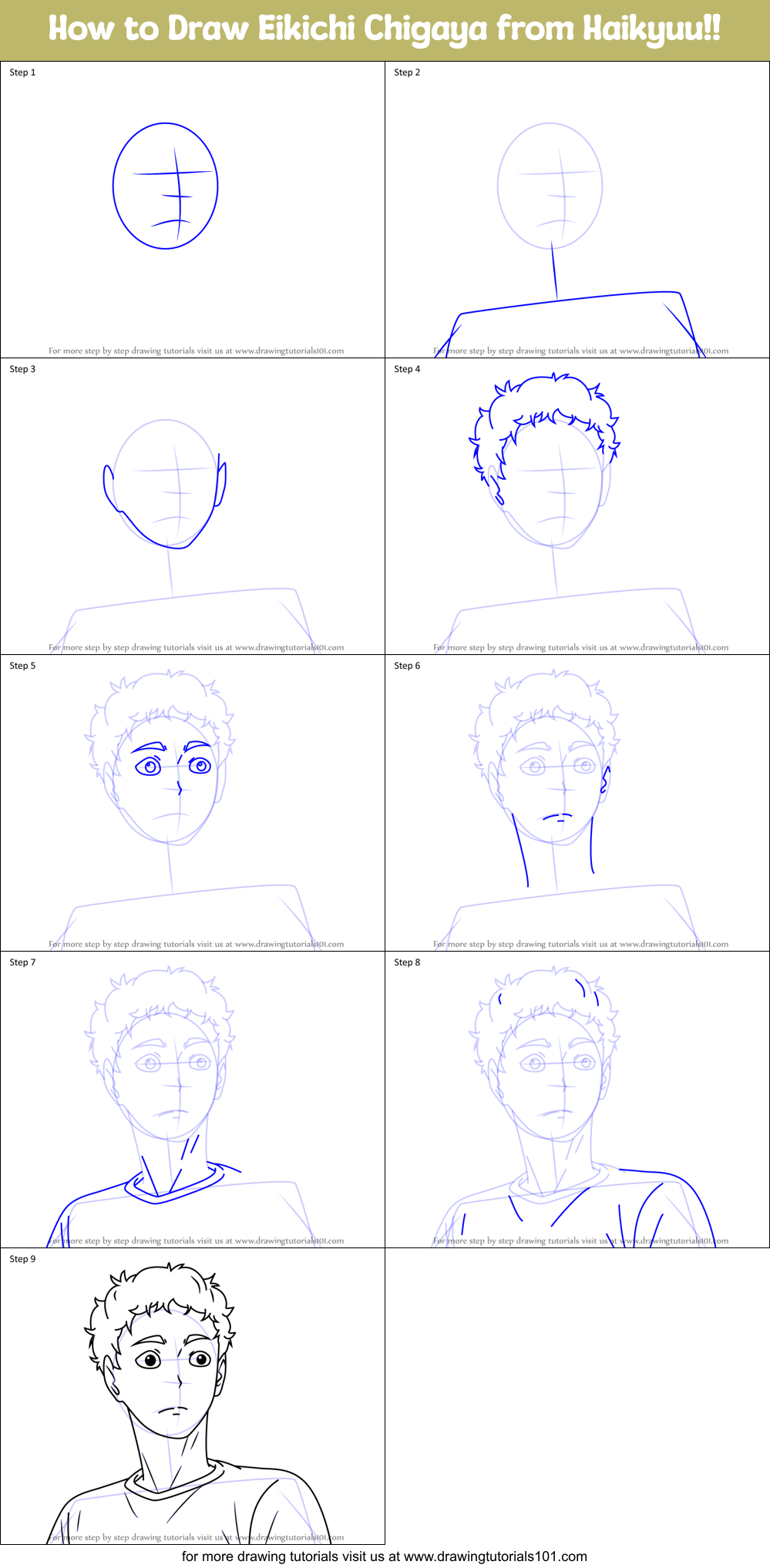 How to Draw Eikichi Chigaya from Haikyuu!! Printable Step by Step