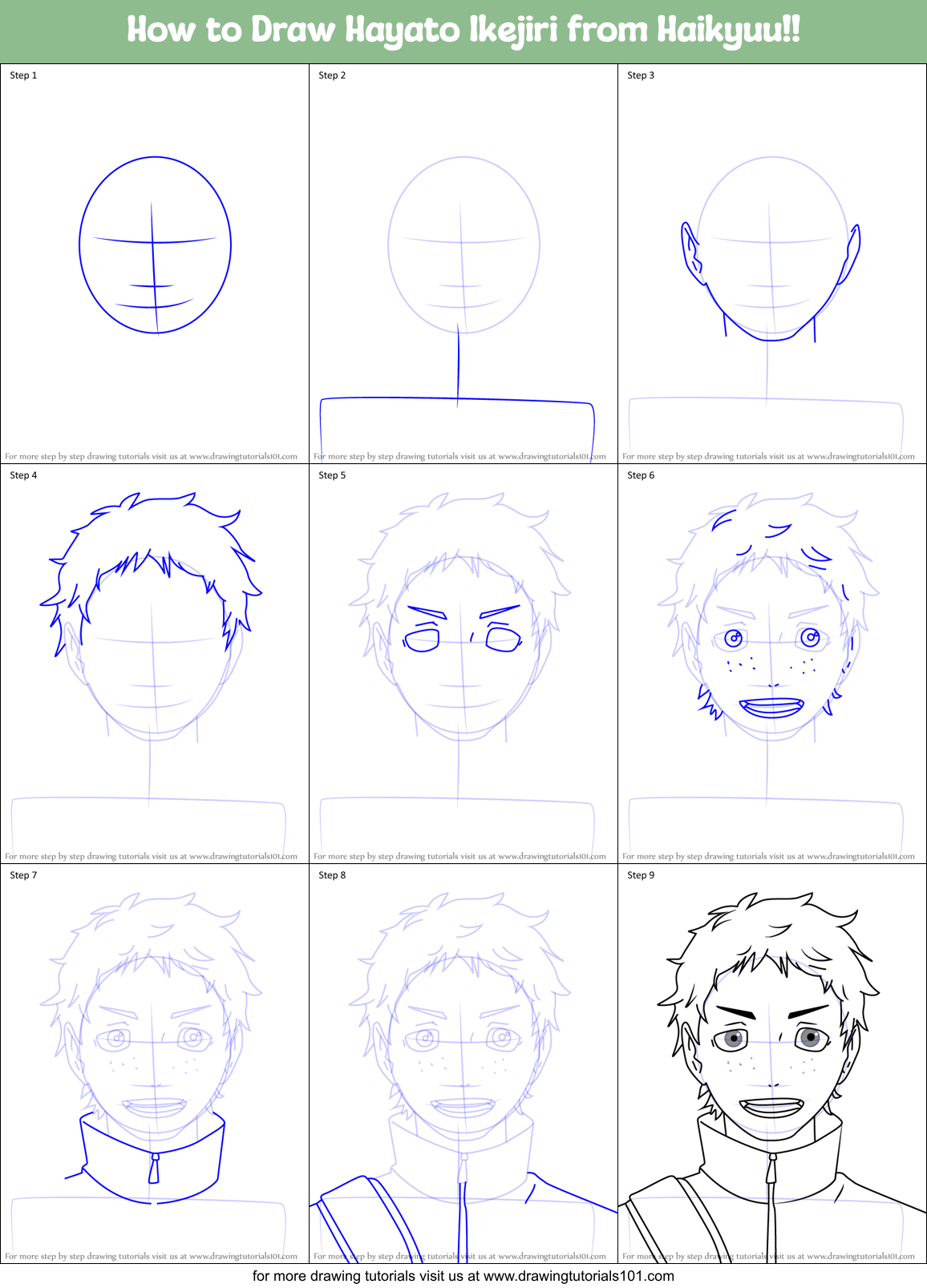 How to Draw Hayato Ikejiri from Haikyuu!! Printable Step by Step