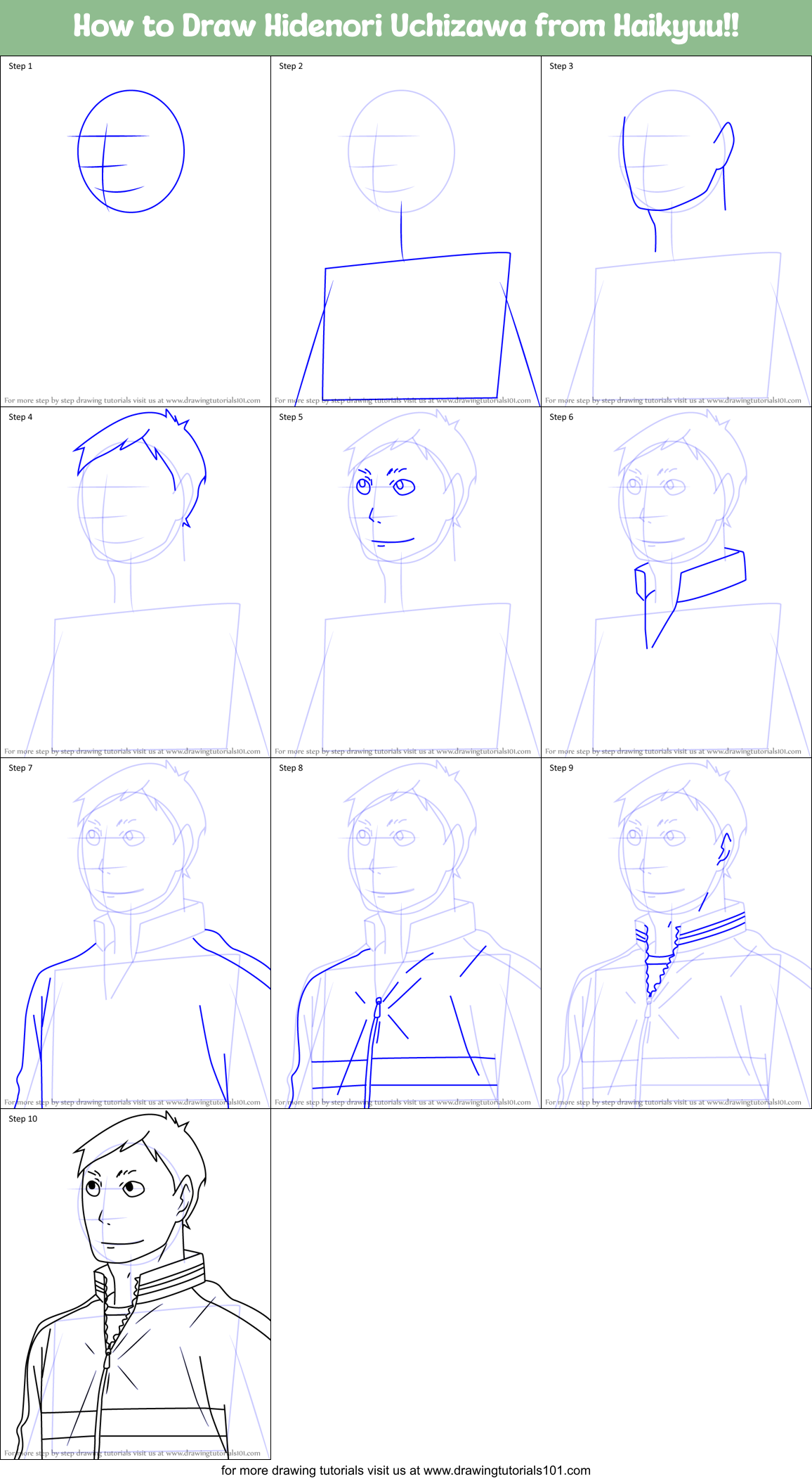 How to Draw Hidenori Uchizawa from Haikyuu!! Printable Step by Step