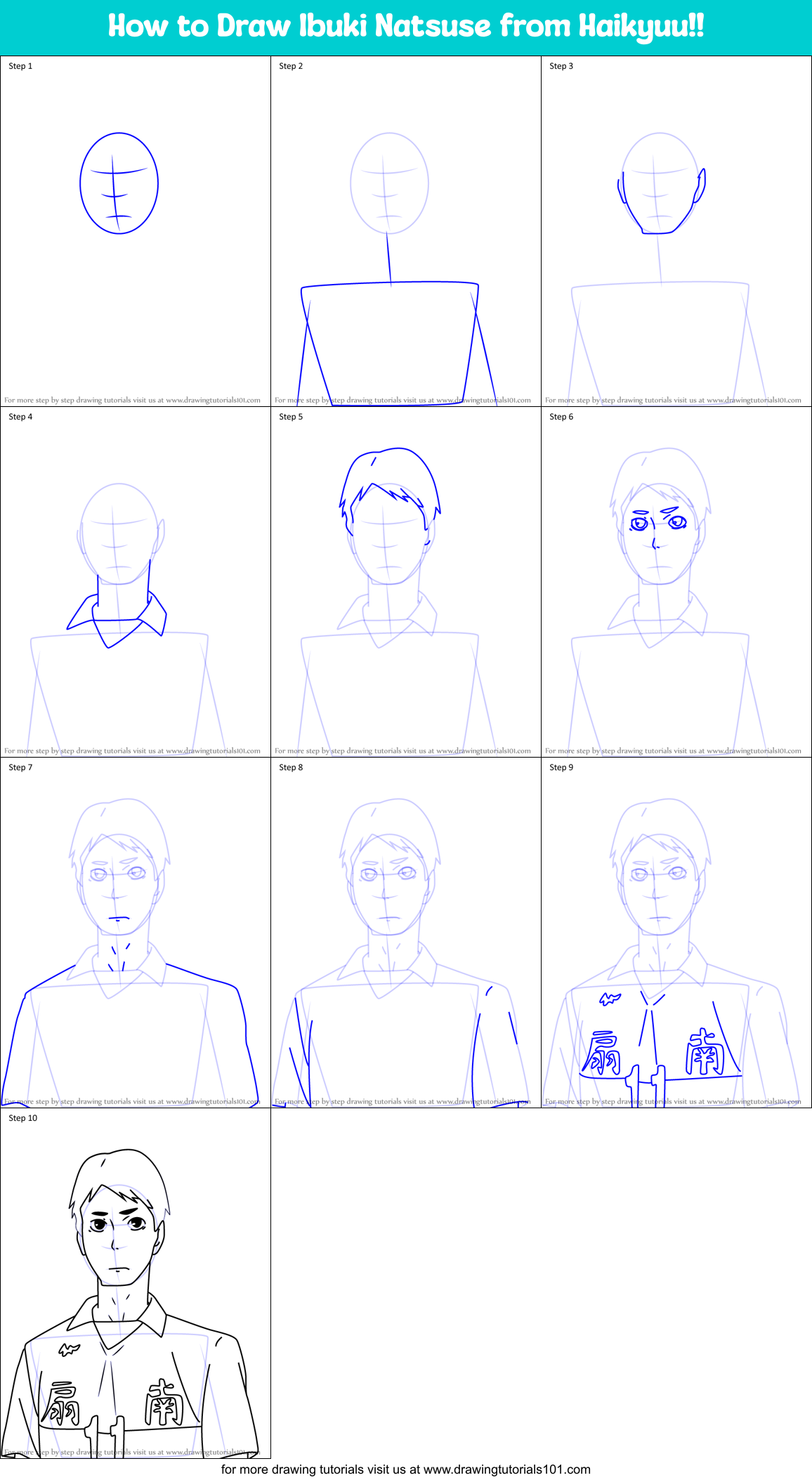 How to Draw Ibuki Natsuse from Haikyuu!! Printable Step by Step