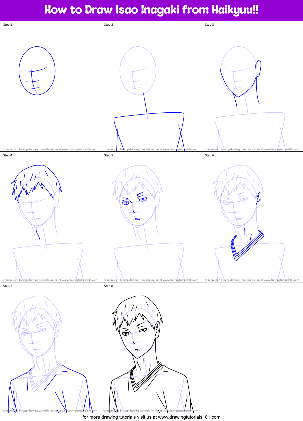 How to Draw Isao Inagaki from Haikyuu!! Printable Step by Step