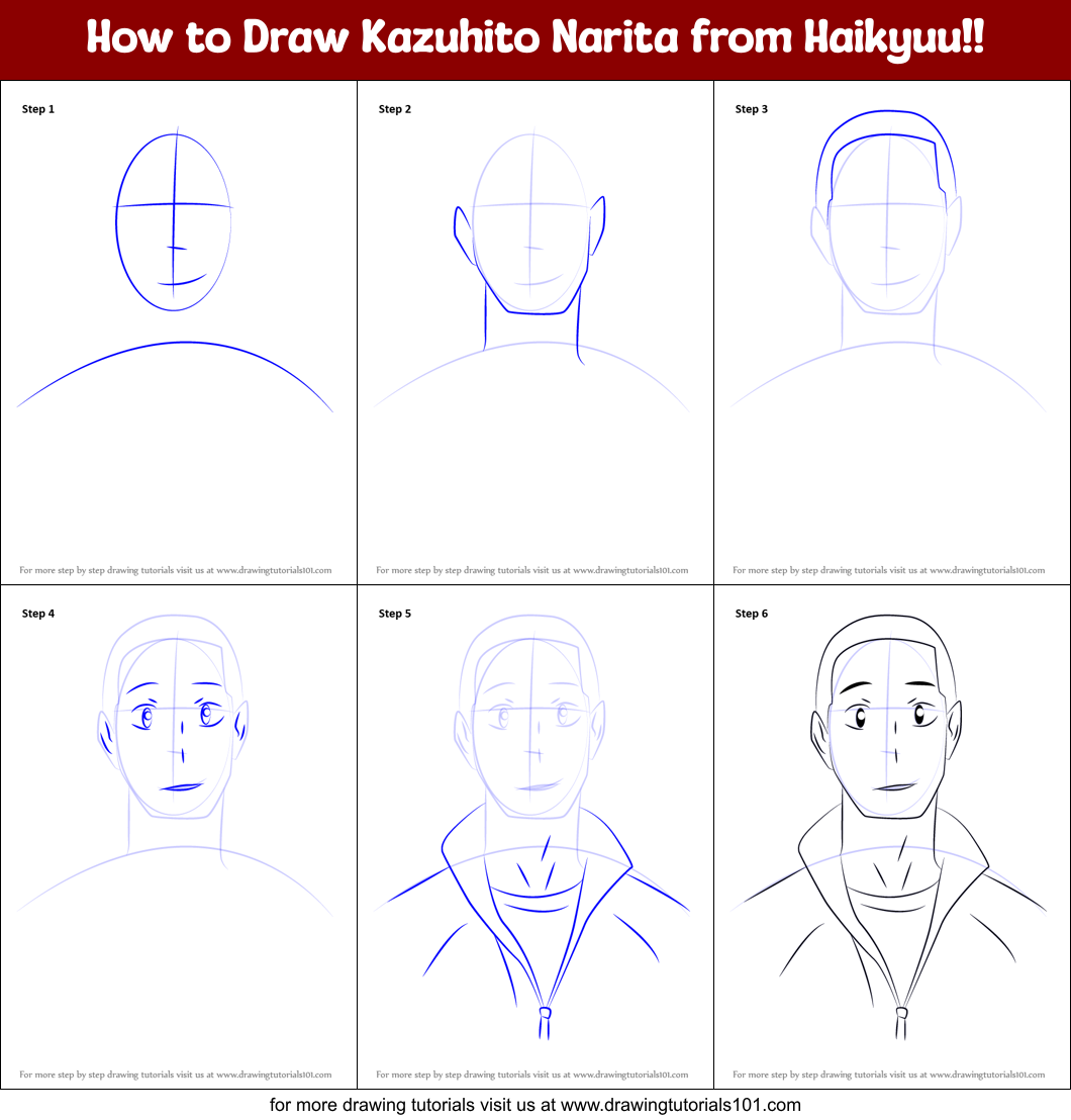 How to Draw Kazuhito Narita from Haikyuu!! Printable Step by Step