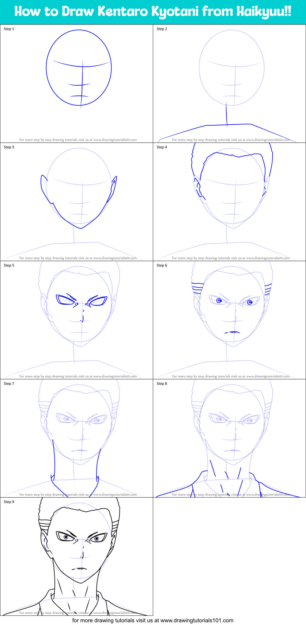 How to Draw Kentaro Kyotani from Haikyuu!! Printable Step by Step