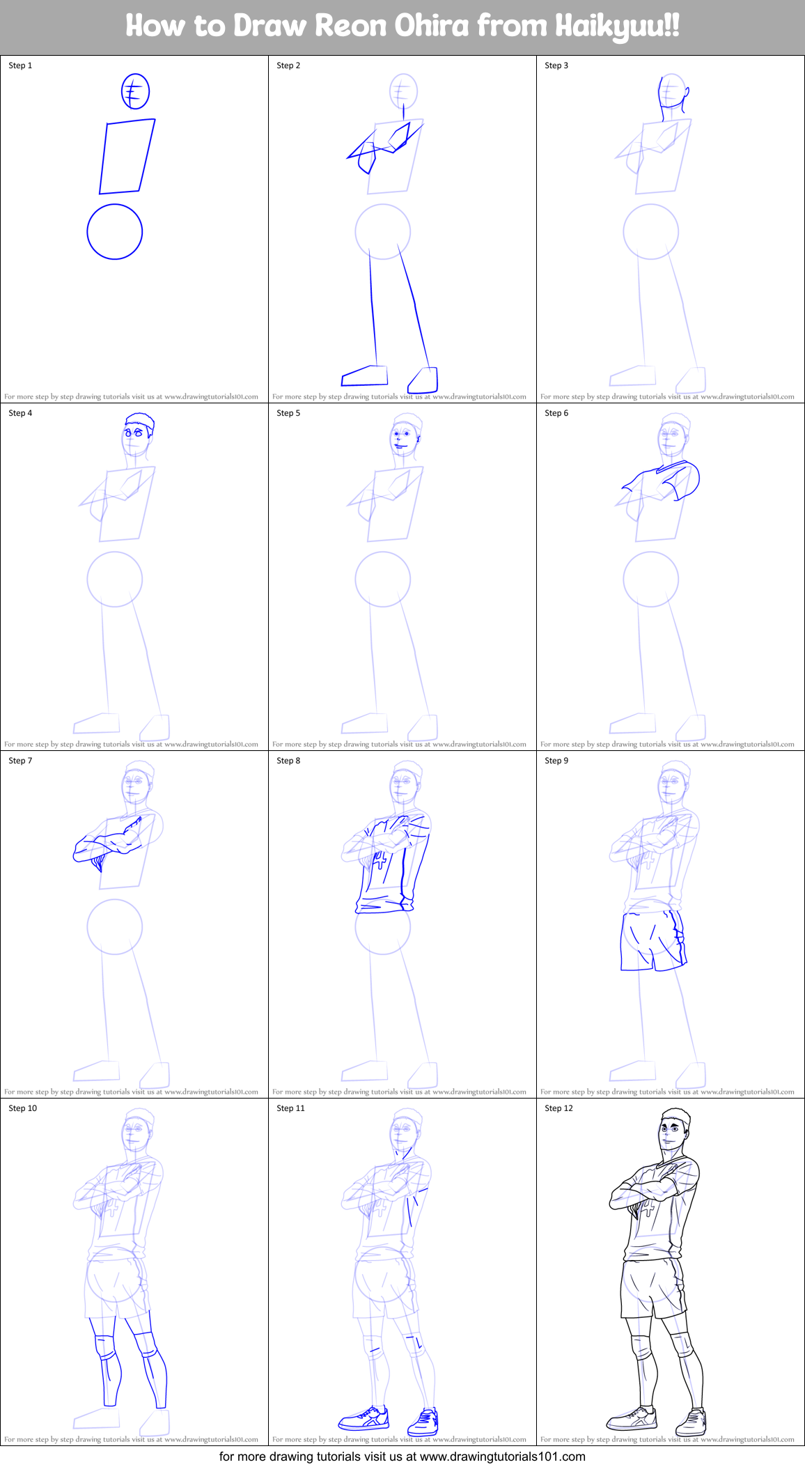 How to Draw Reon Ohira from Haikyuu!! Printable Step by Step
