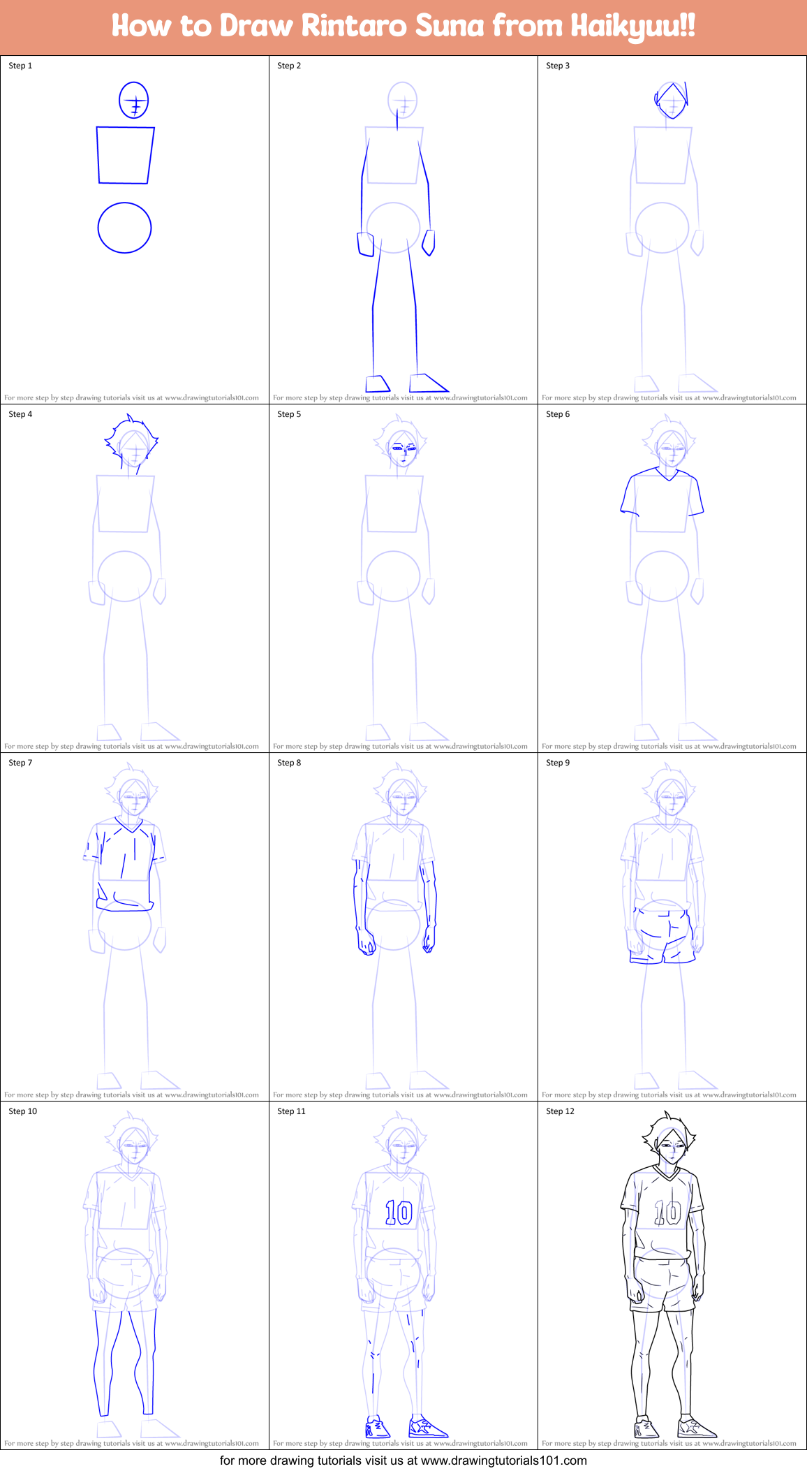 How to Draw Rintaro Suna from Haikyuu!! Printable Step by Step