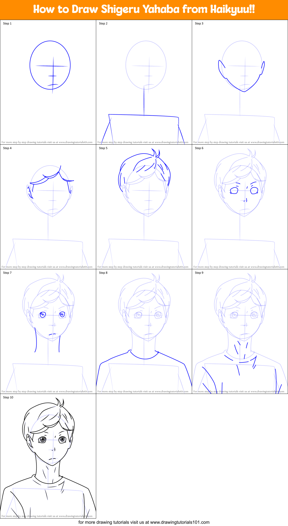 How to Draw Shigeru Yahaba from Haikyuu!! Printable Step by Step