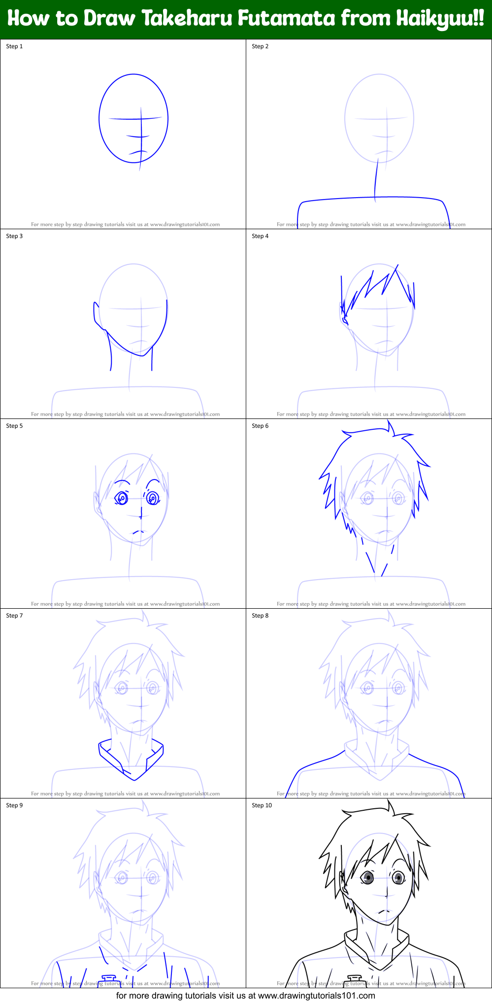 How to Draw Takeharu Futamata from Haikyuu!! Printable Step by Step
